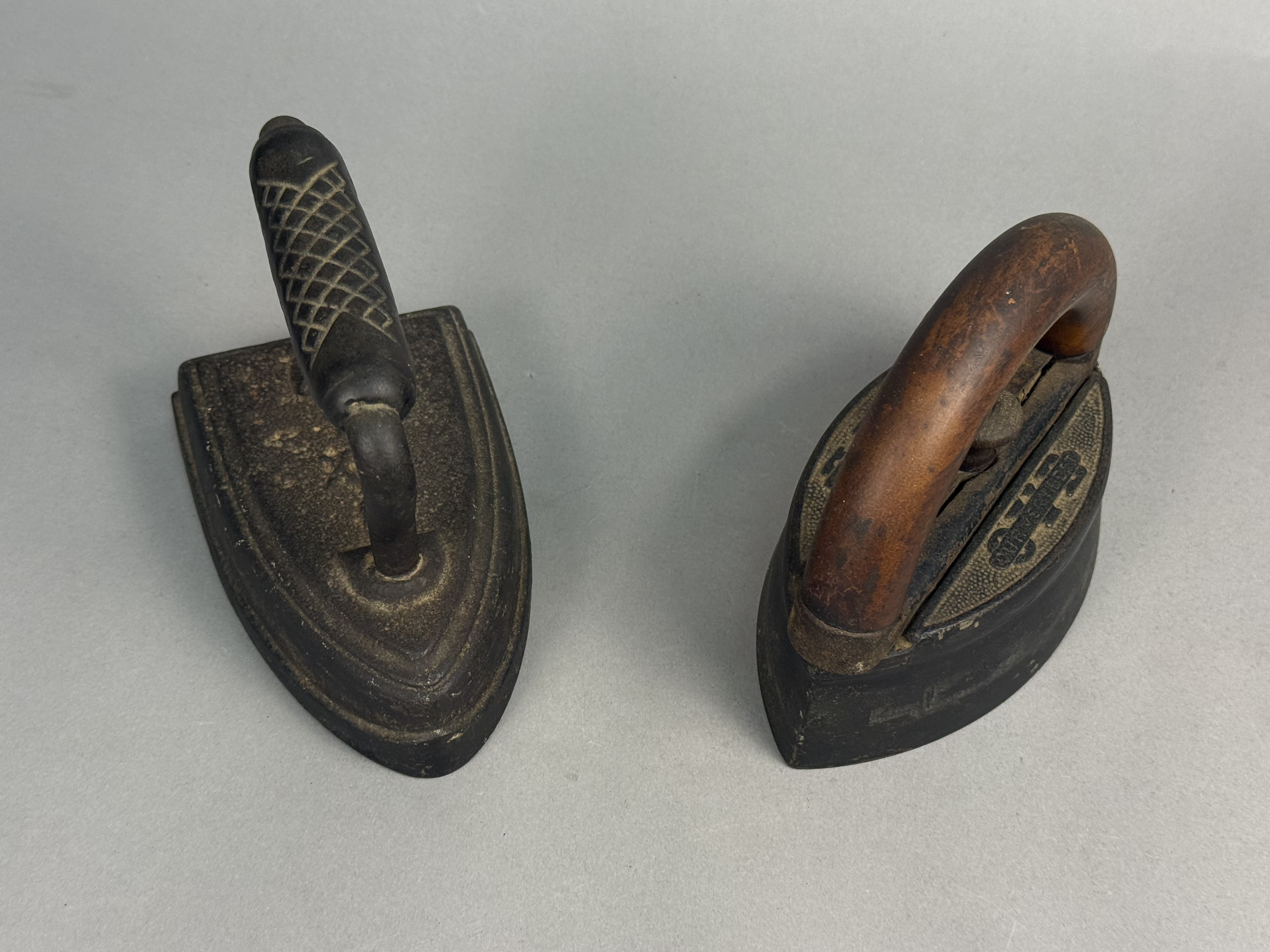 Two Antique Cast Iron Sad Irons