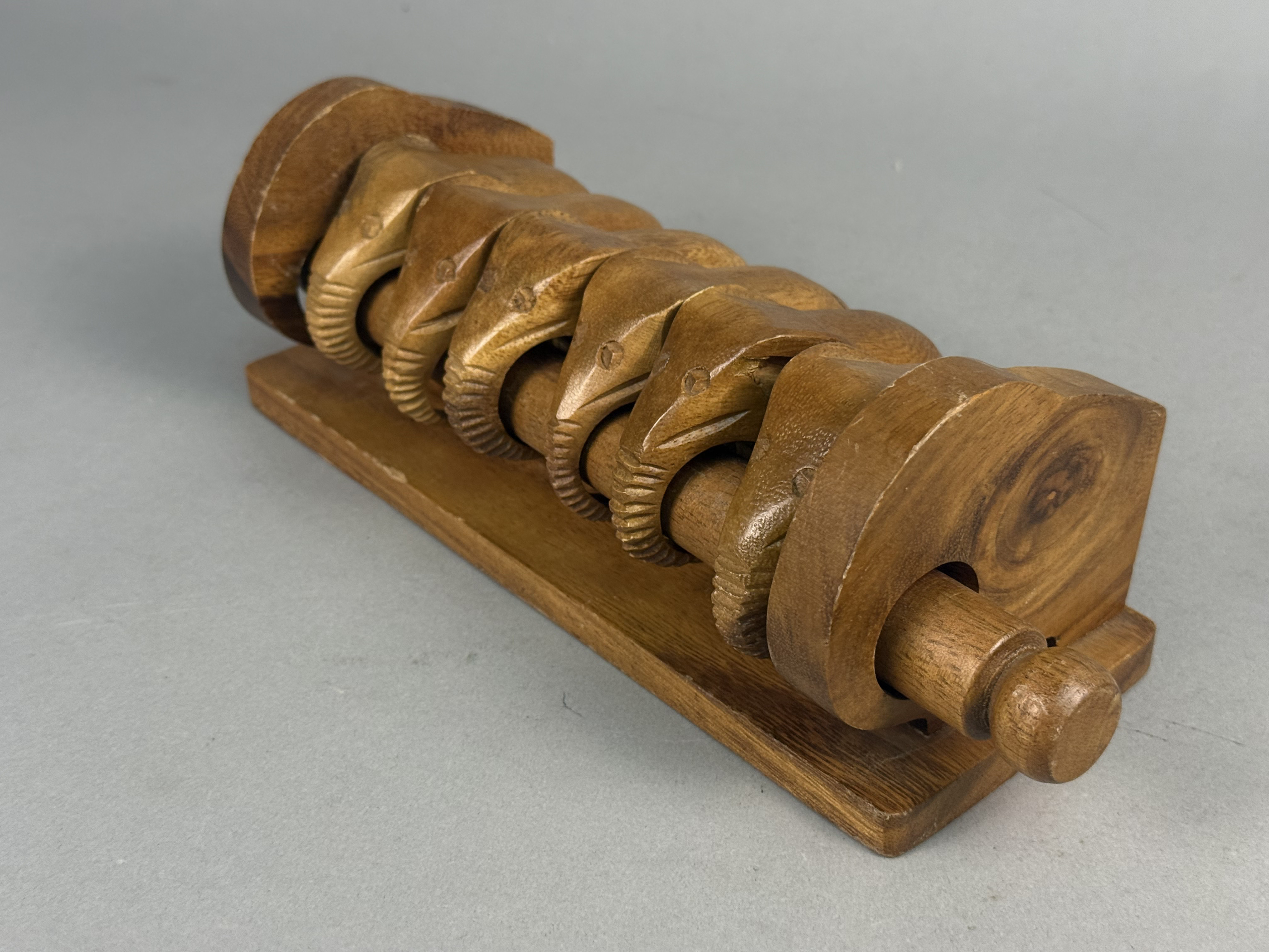 Six Carved Wood Elephant Napkin Rings