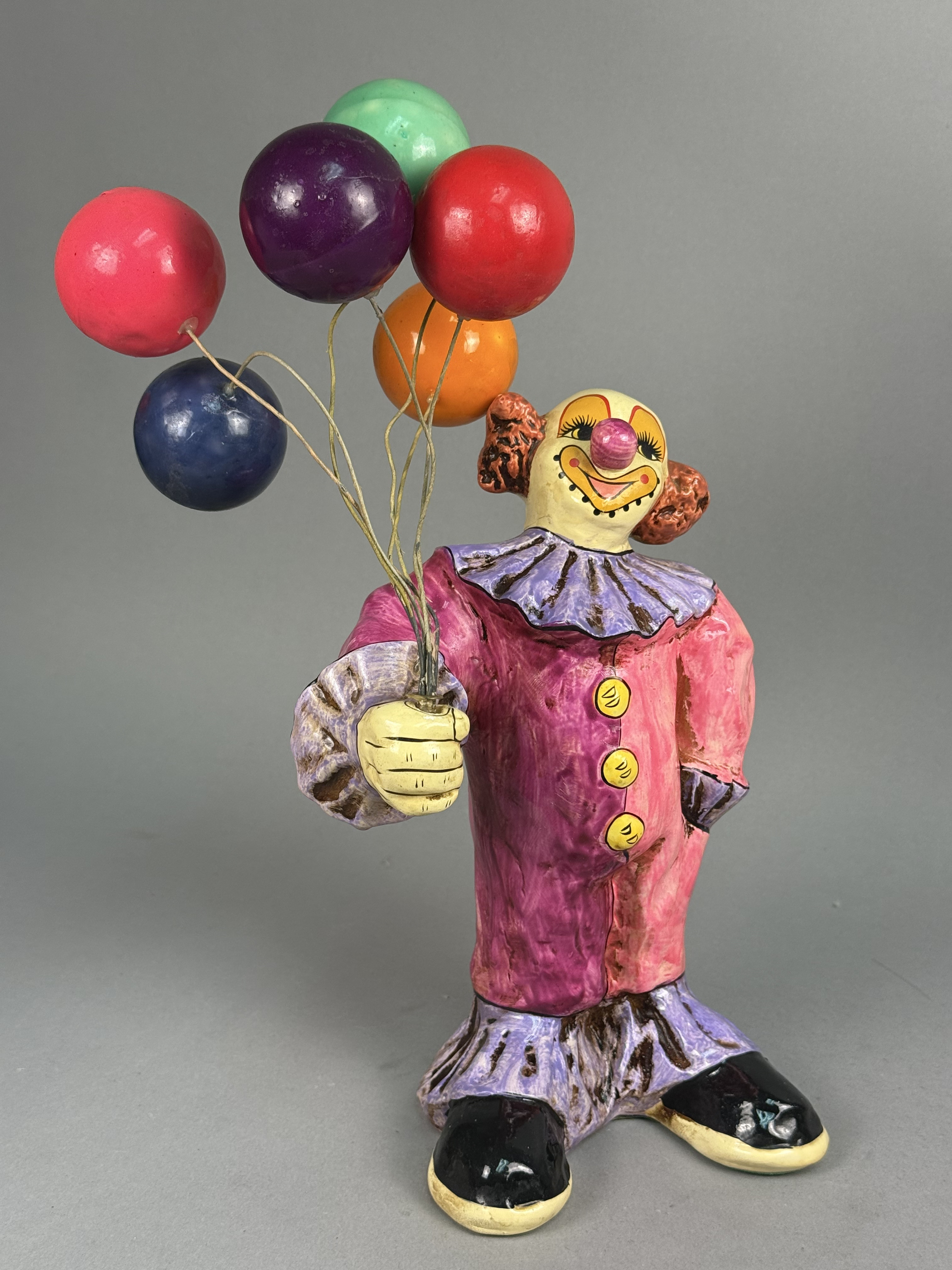 Large Ceramic Clown with Balloons