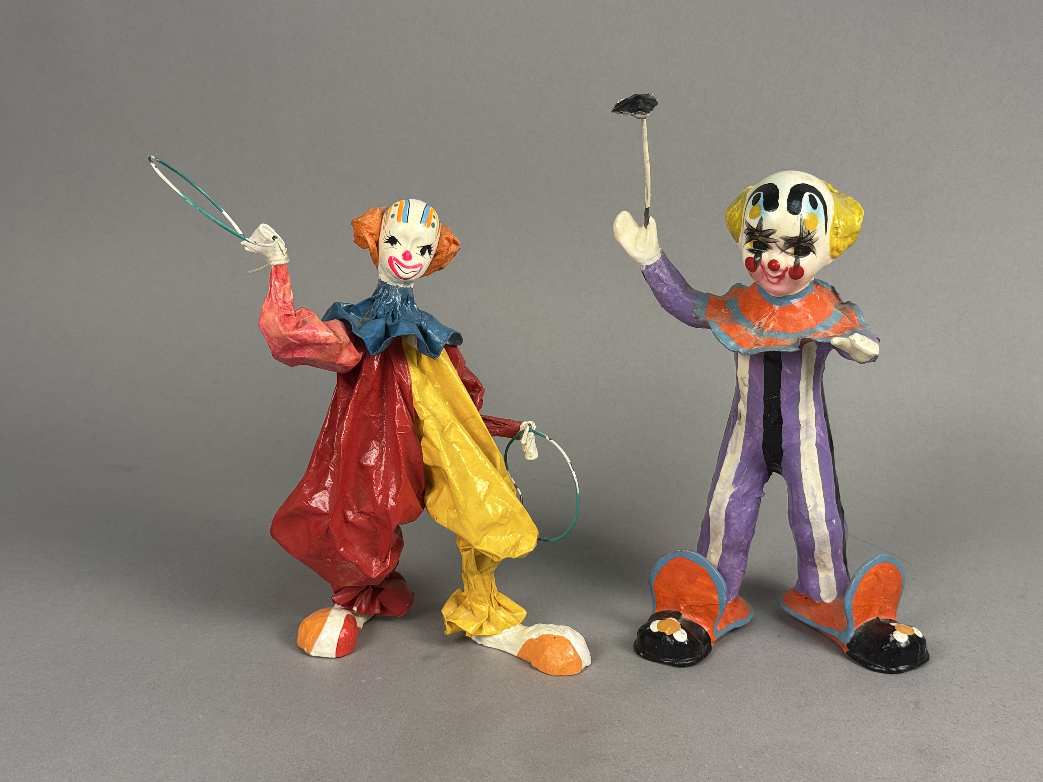 A Pair of Mexican Paper-Mache Clowns