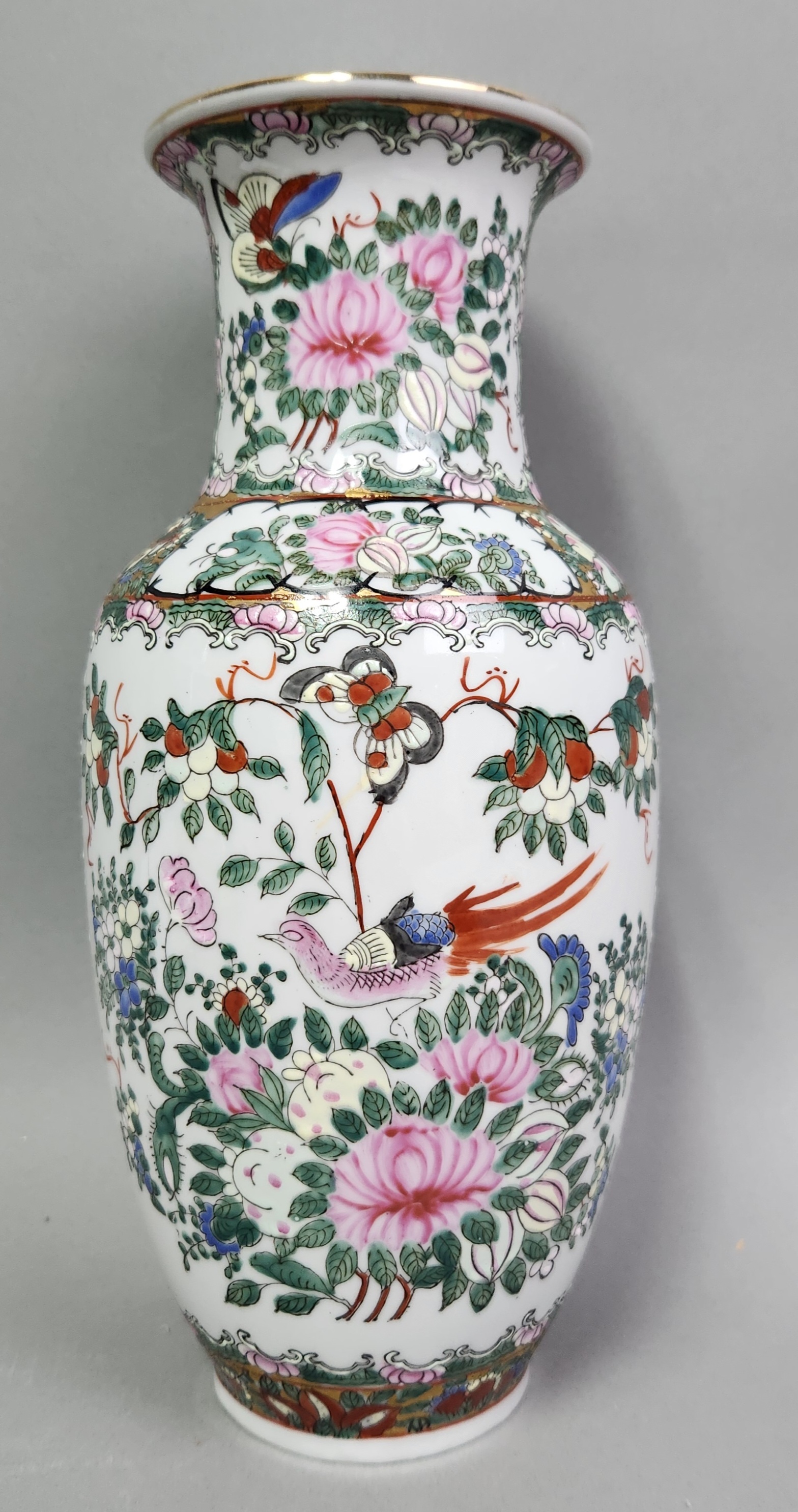 Chinese Rose Canton Baluster Vase