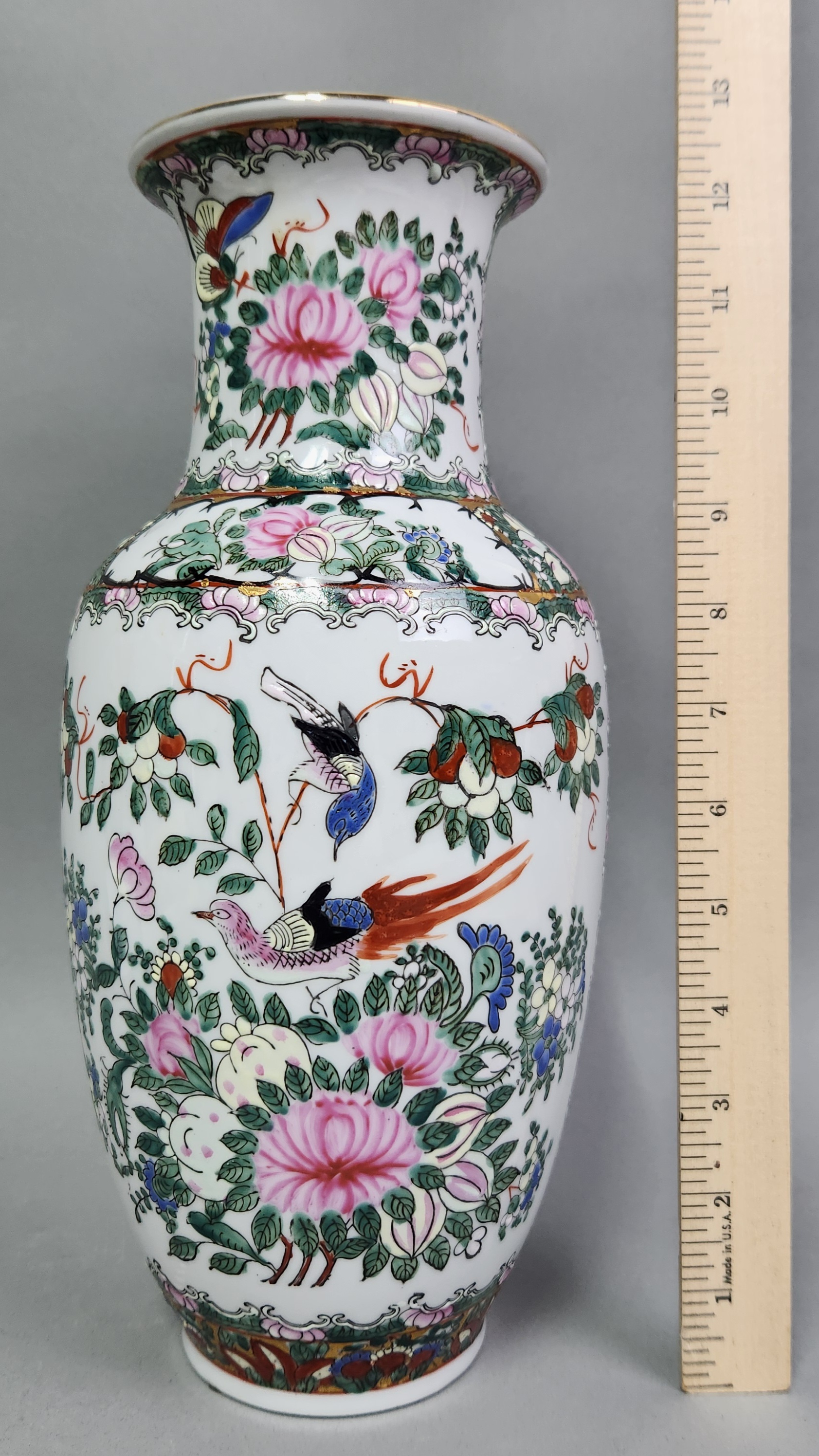 Chinese Rose Canton Baluster Vase
