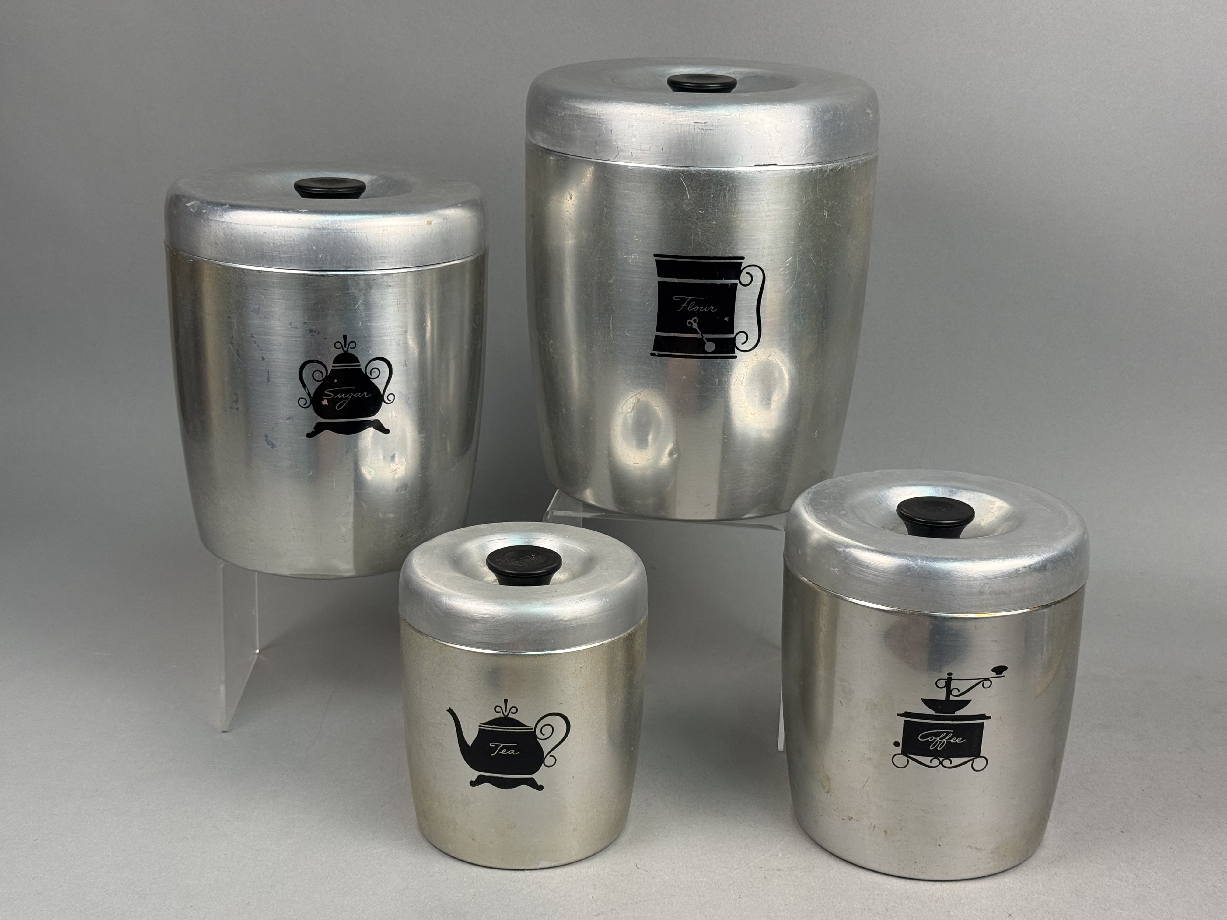 West Bend Mid-Century Aluminum Canisters