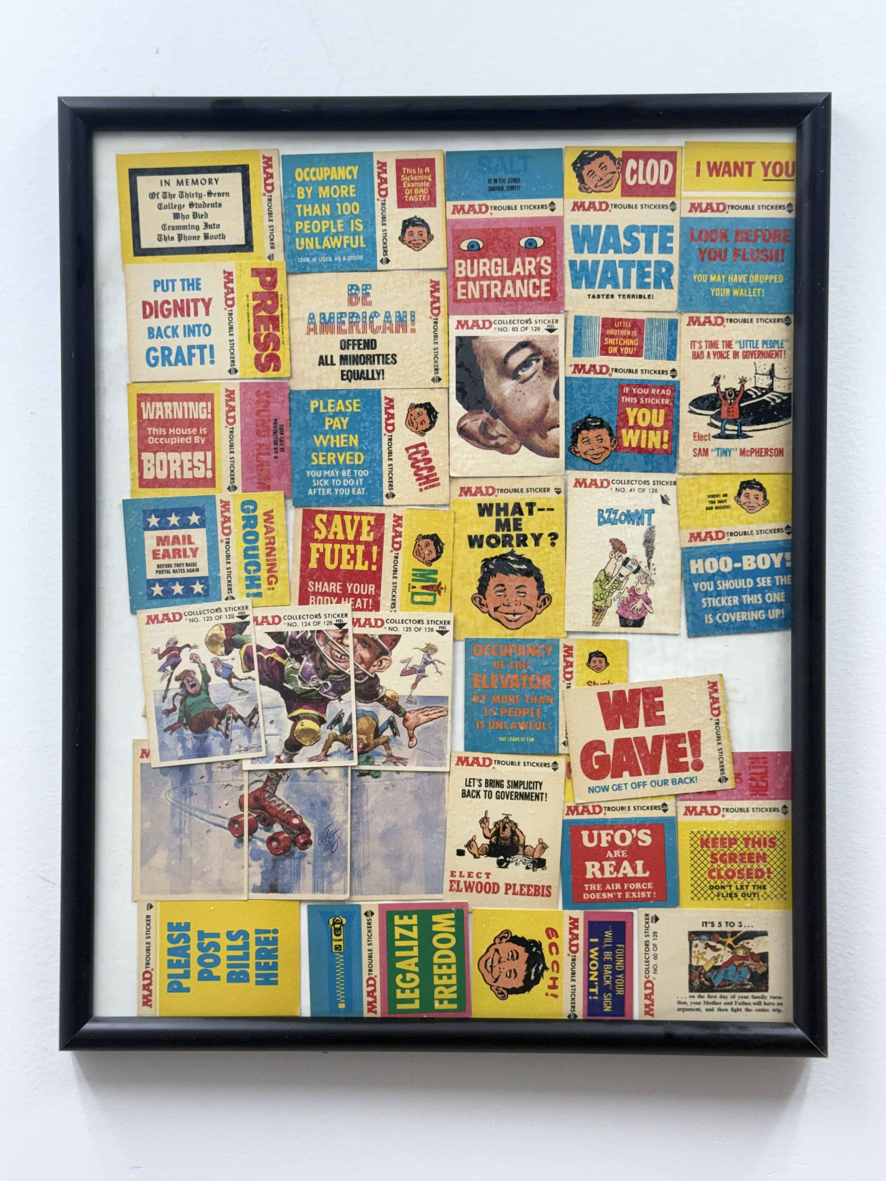 Framed 1983 Fleer MAD Magazine Stickers
