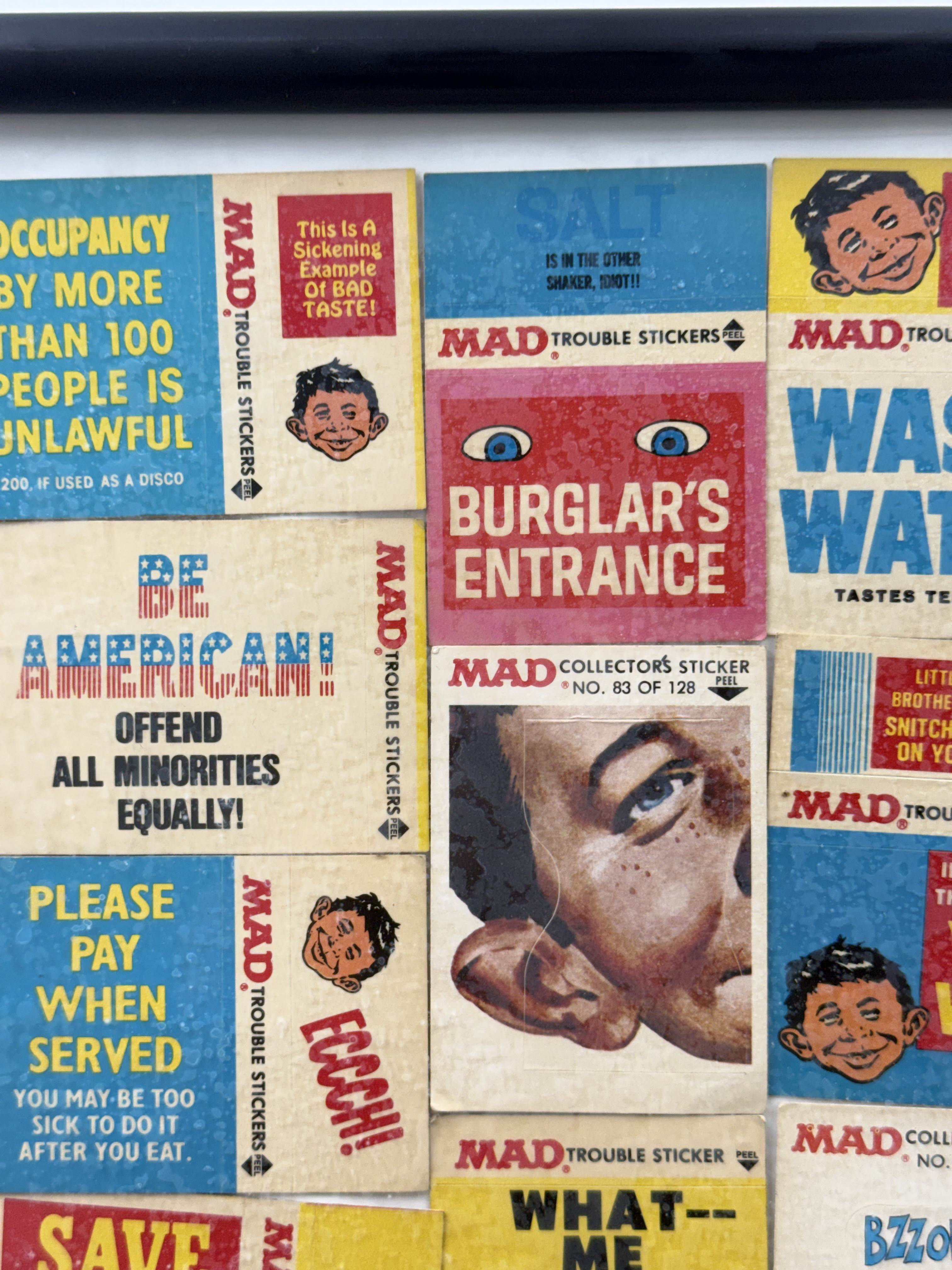 Framed 1983 Fleer MAD Magazine Stickers