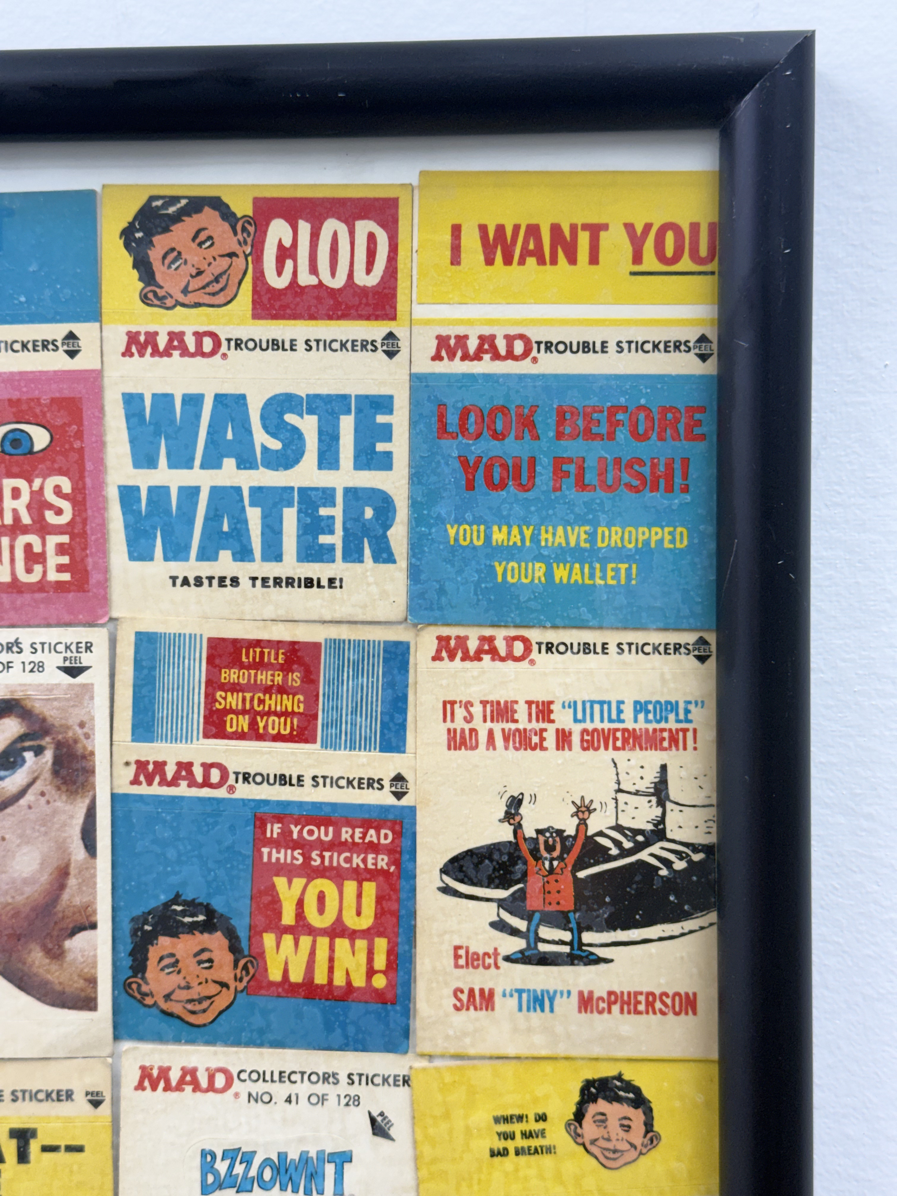 Framed 1983 Fleer MAD Magazine Stickers