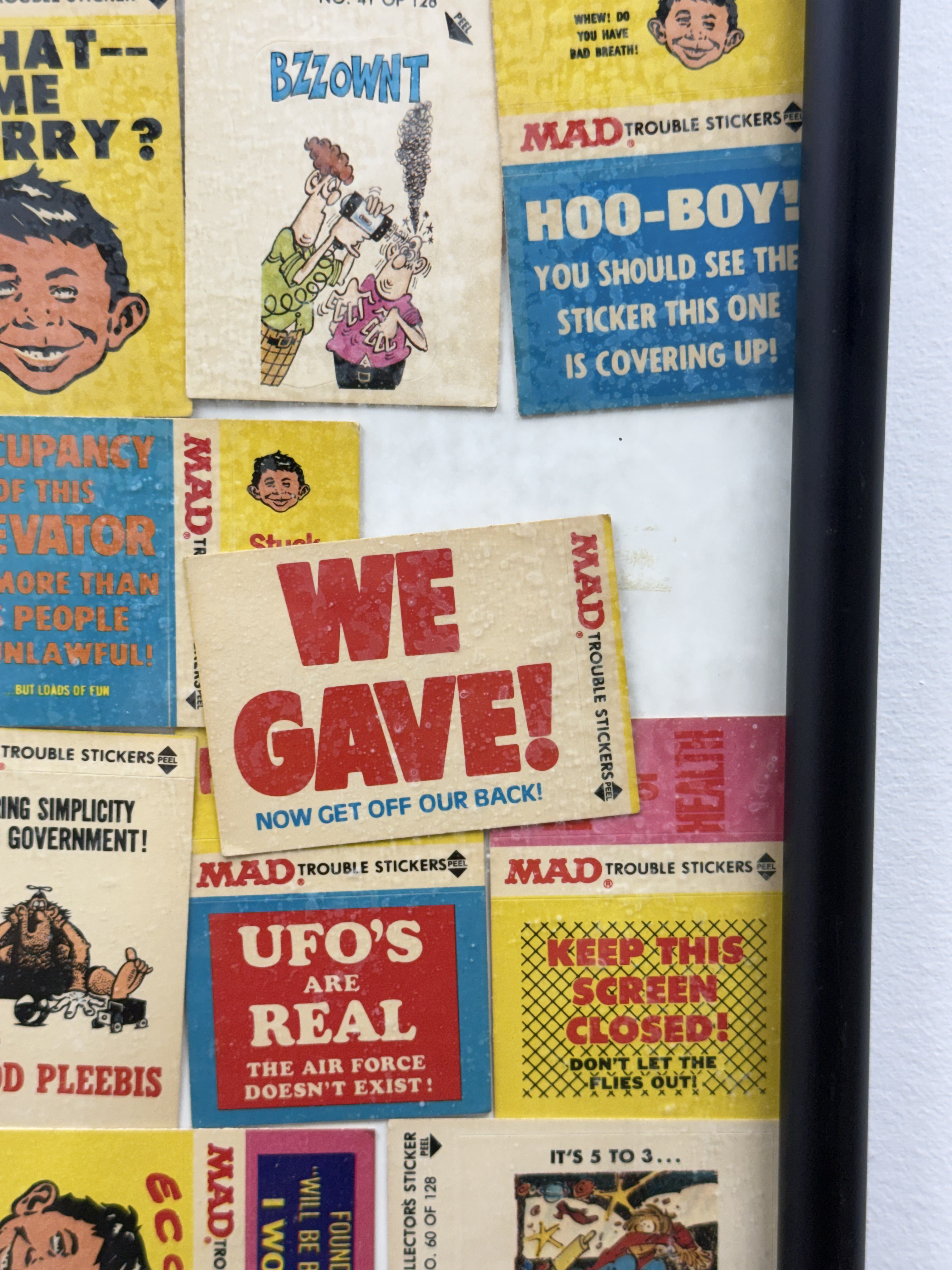 Framed 1983 Fleer MAD Magazine Stickers