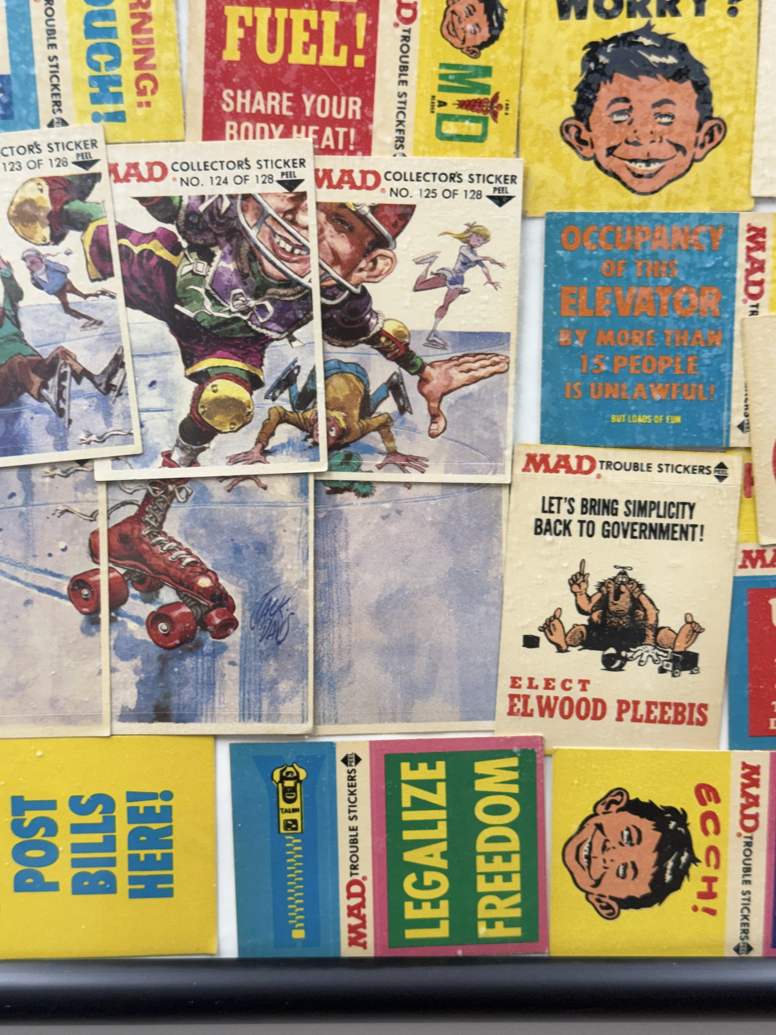 Framed 1983 Fleer MAD Magazine Stickers