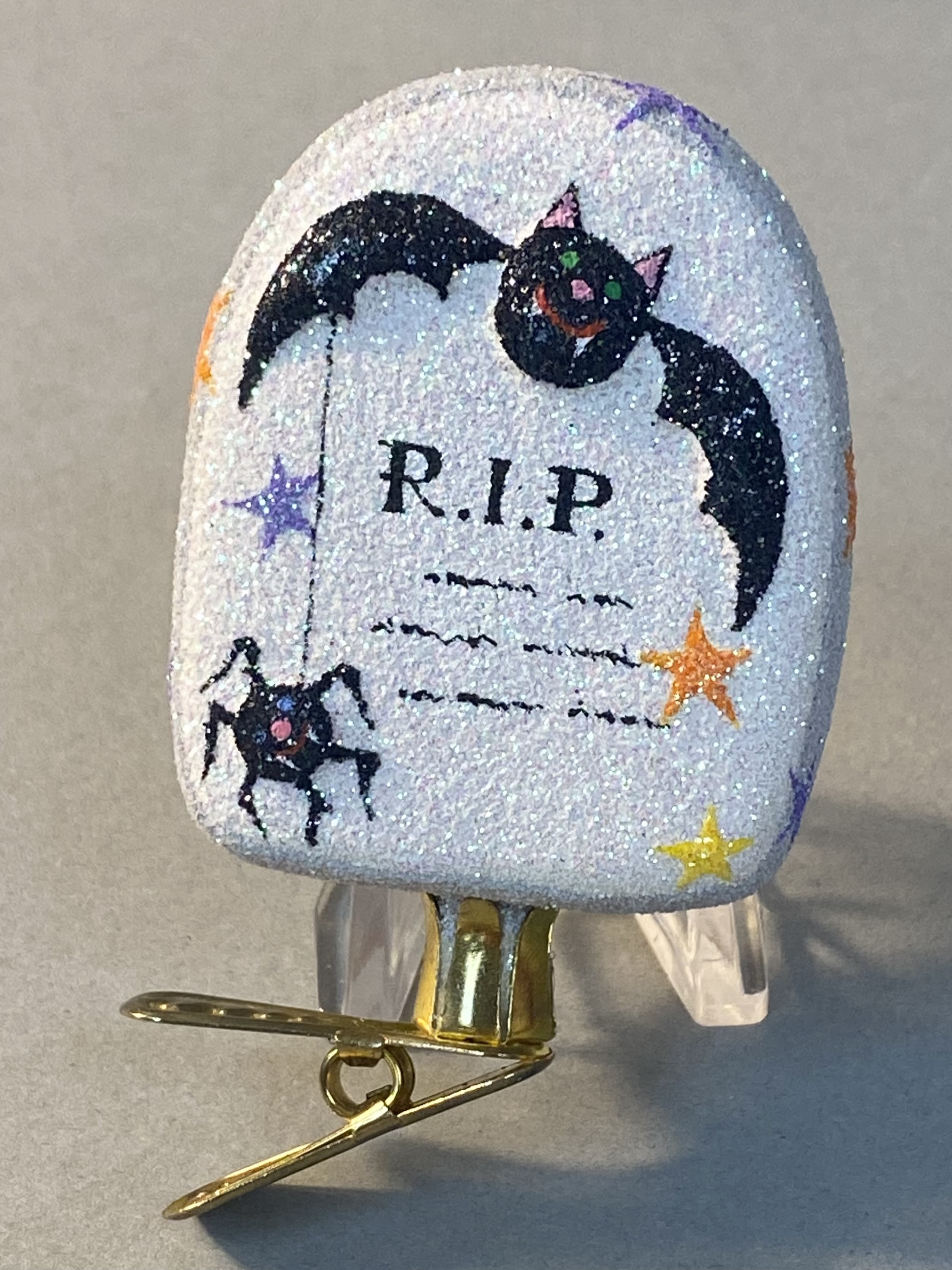 Vintage Halloween Witch Tombstone Clip