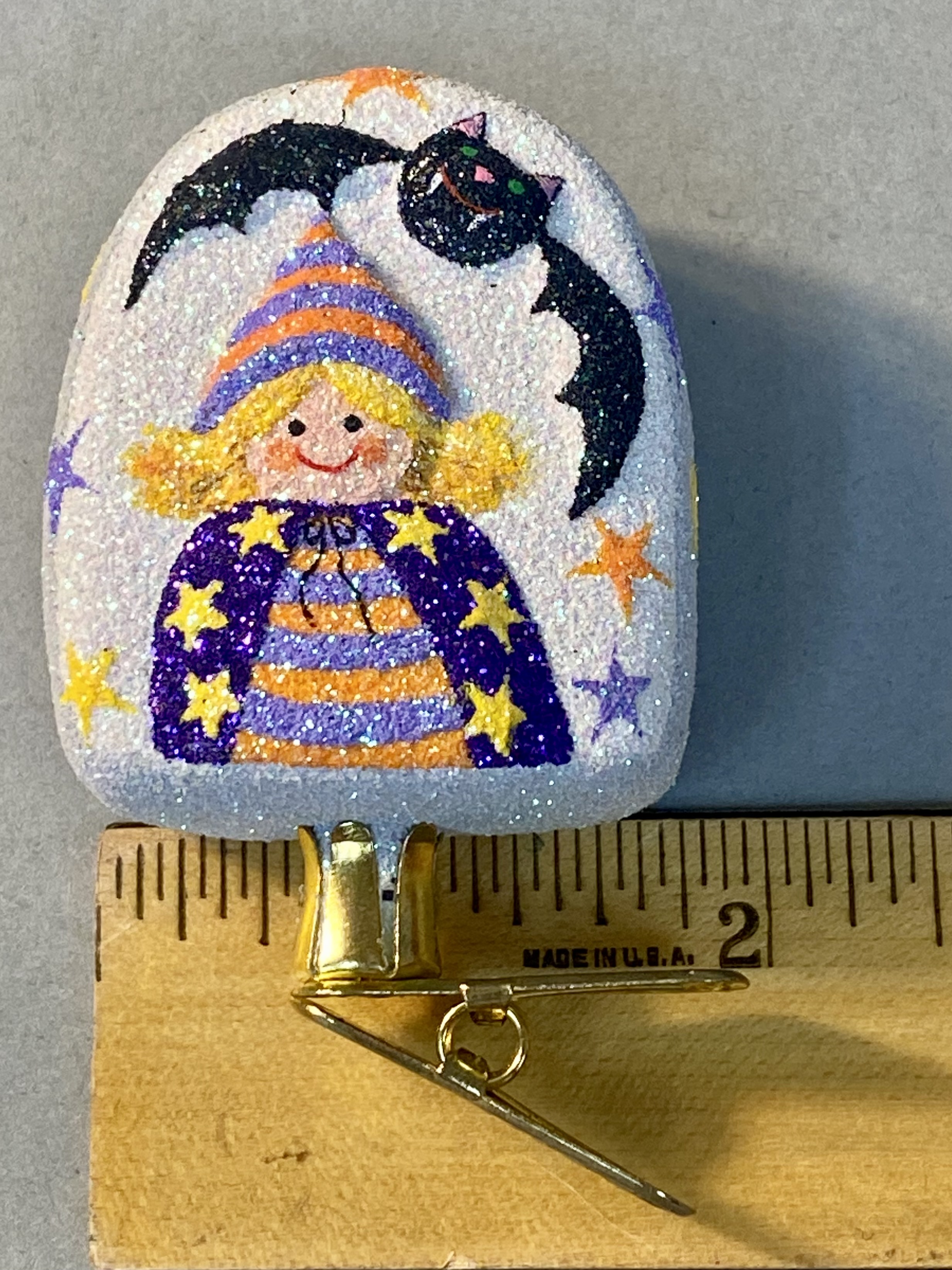 Vintage Halloween Witch Tombstone Clip
