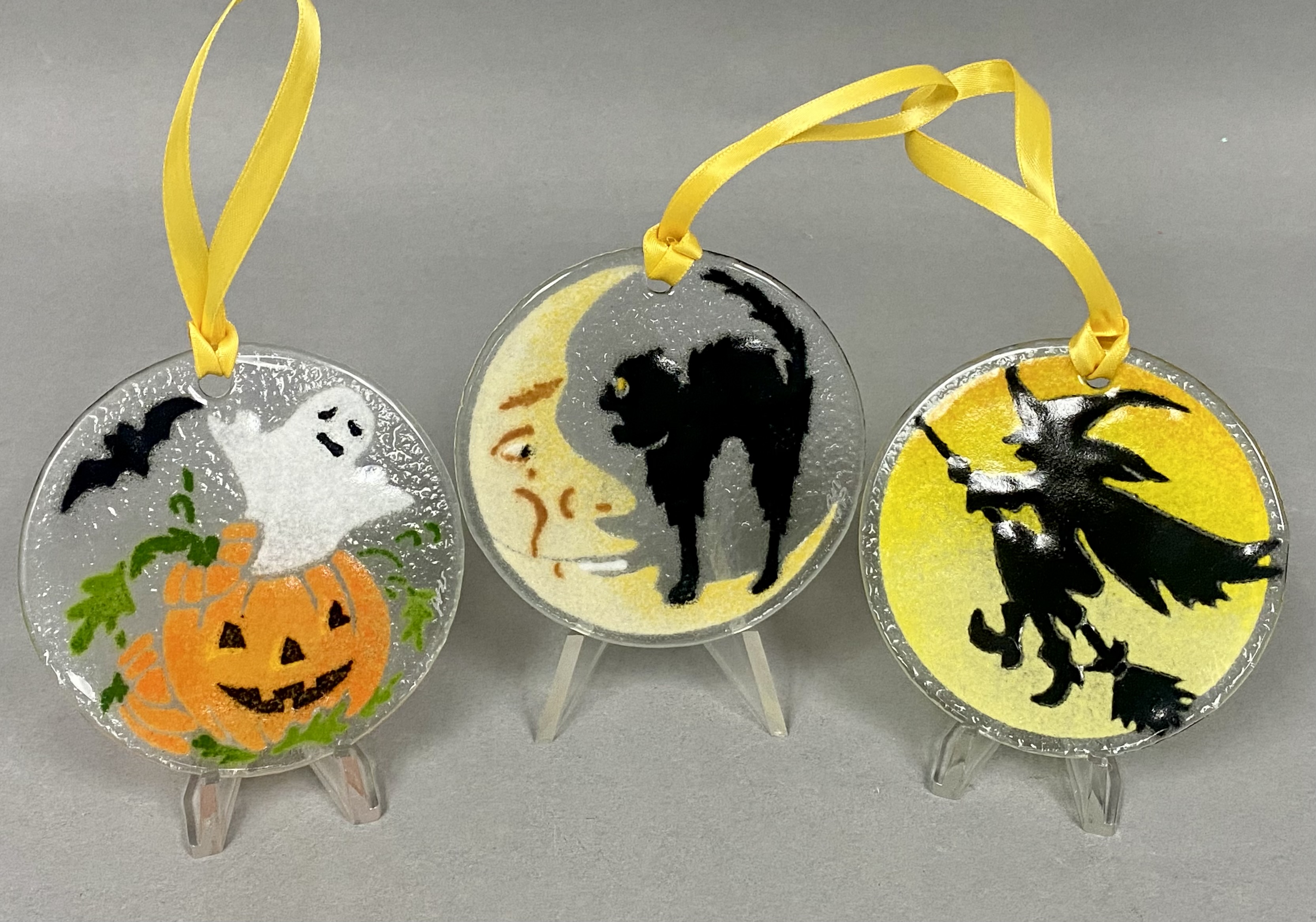 Three Peggy Karr Glass Ornaments