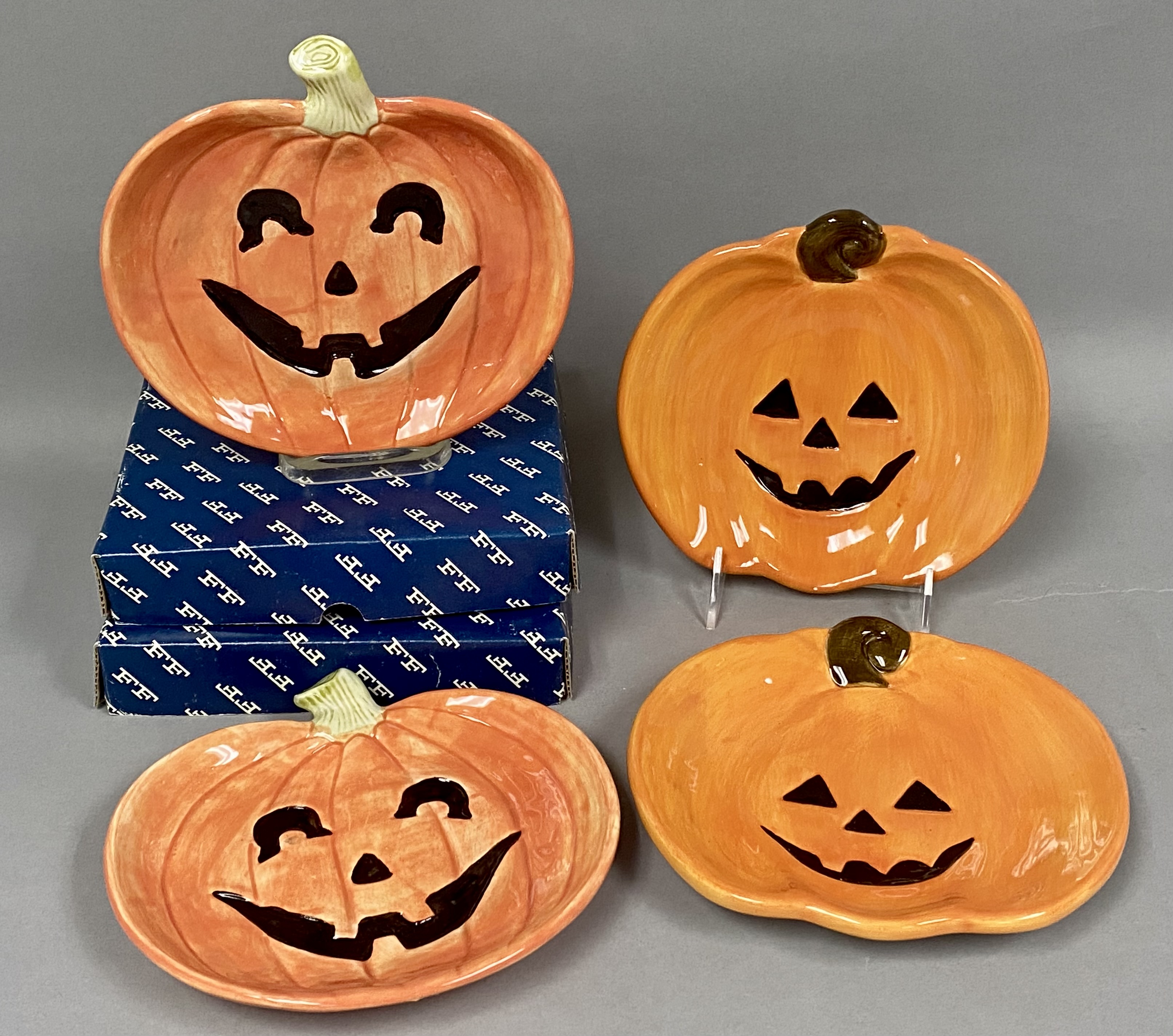 Set of Ceramic Pumpkin Plates
