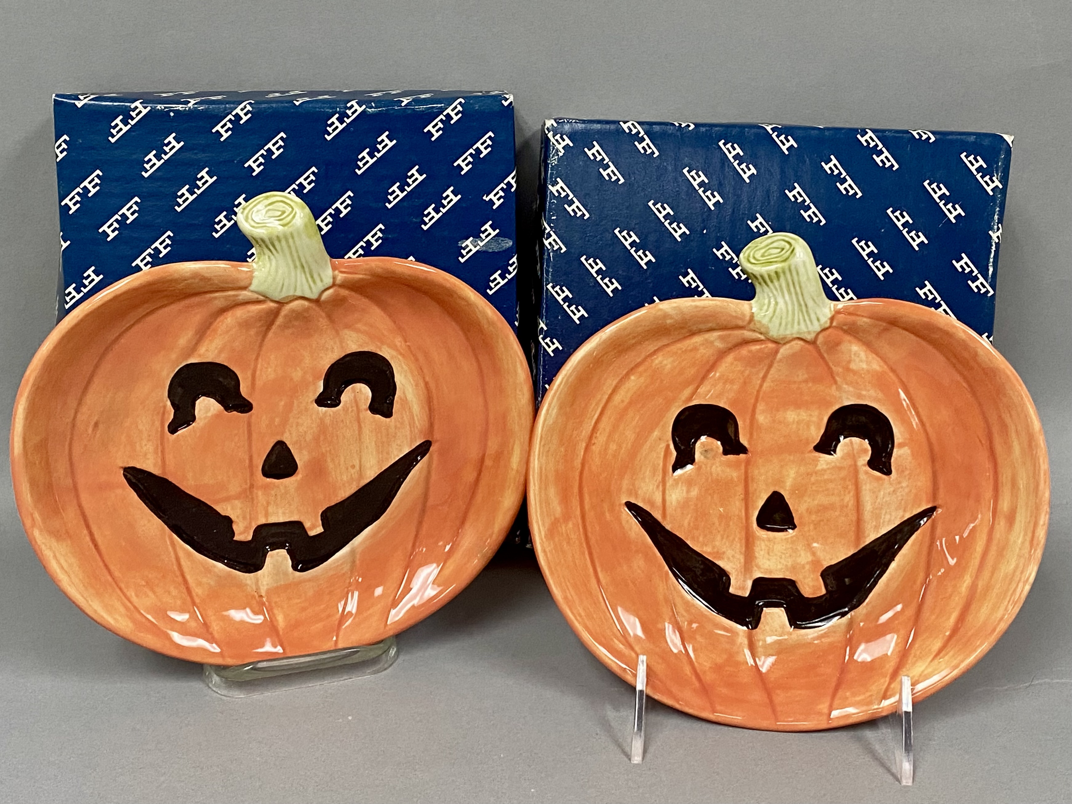 Set of Ceramic Pumpkin Plates