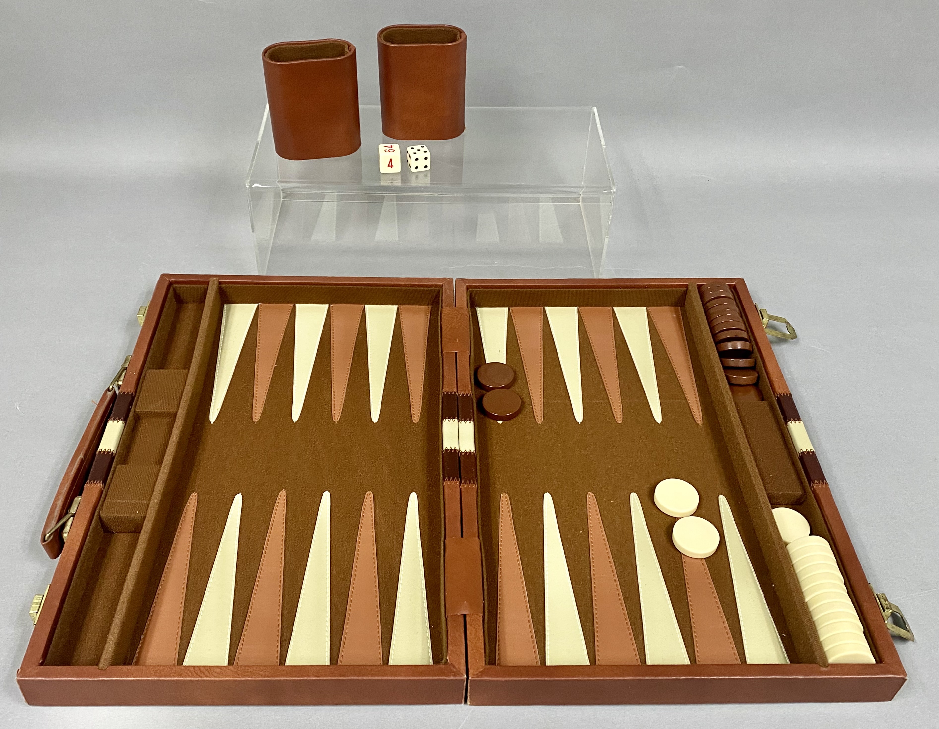 Faux Leather Briefcase Backgammon Set
