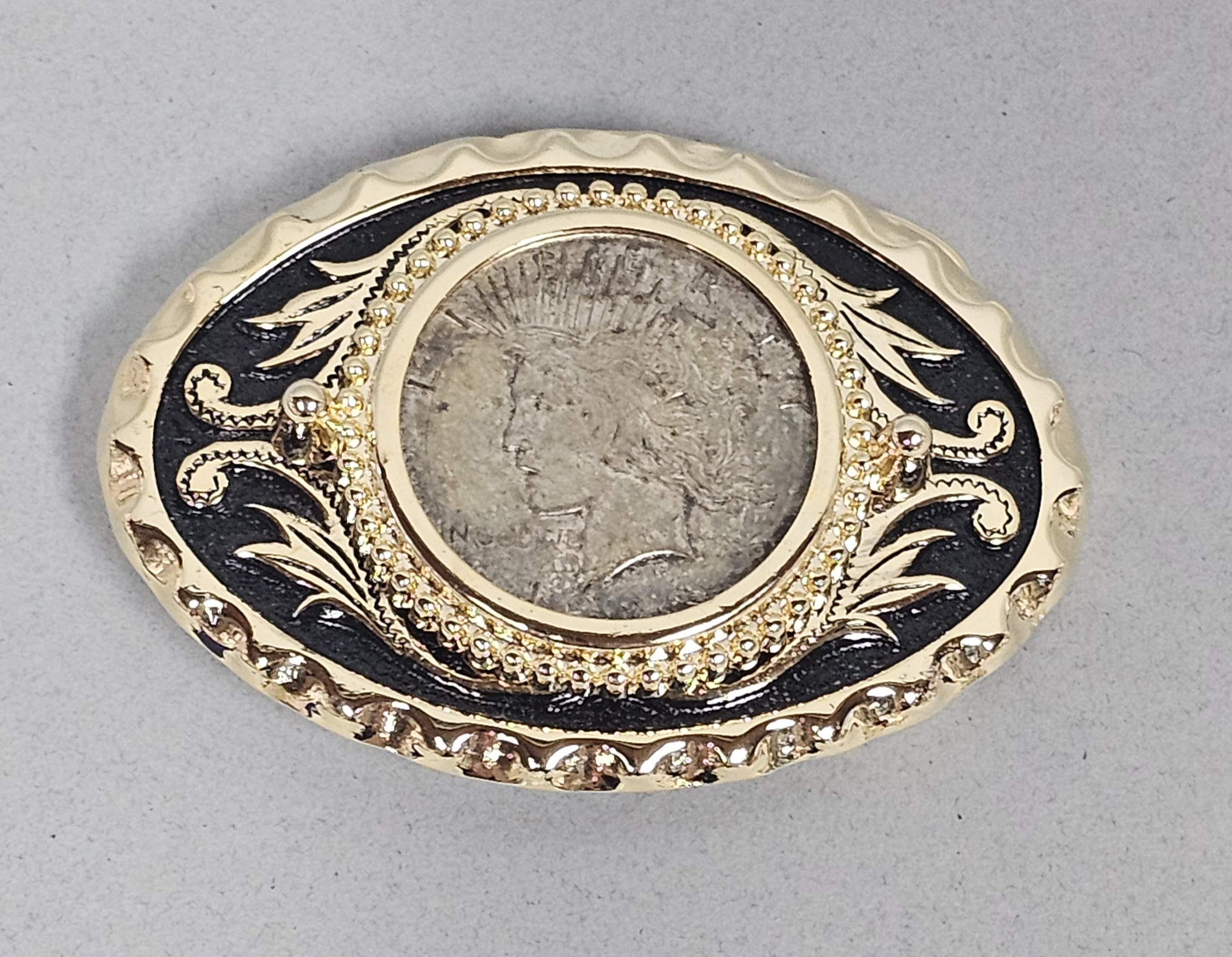 Western Peace Silver Dollar Belt Buckle