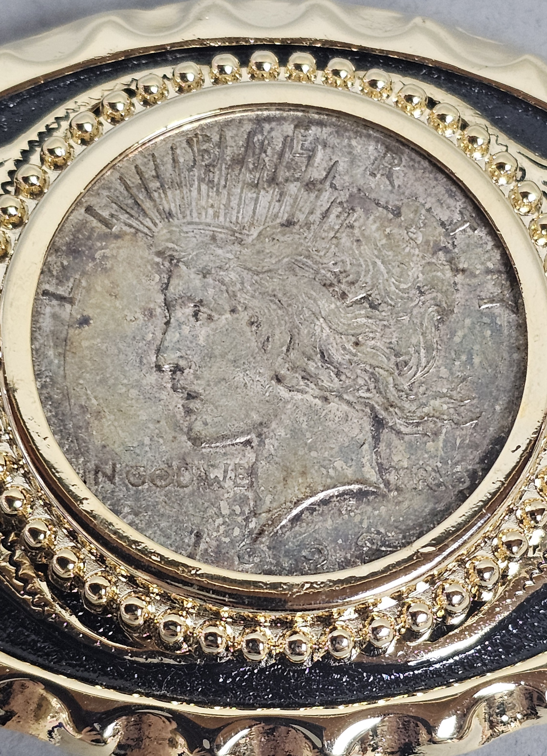 Western Peace Silver Dollar Belt Buckle