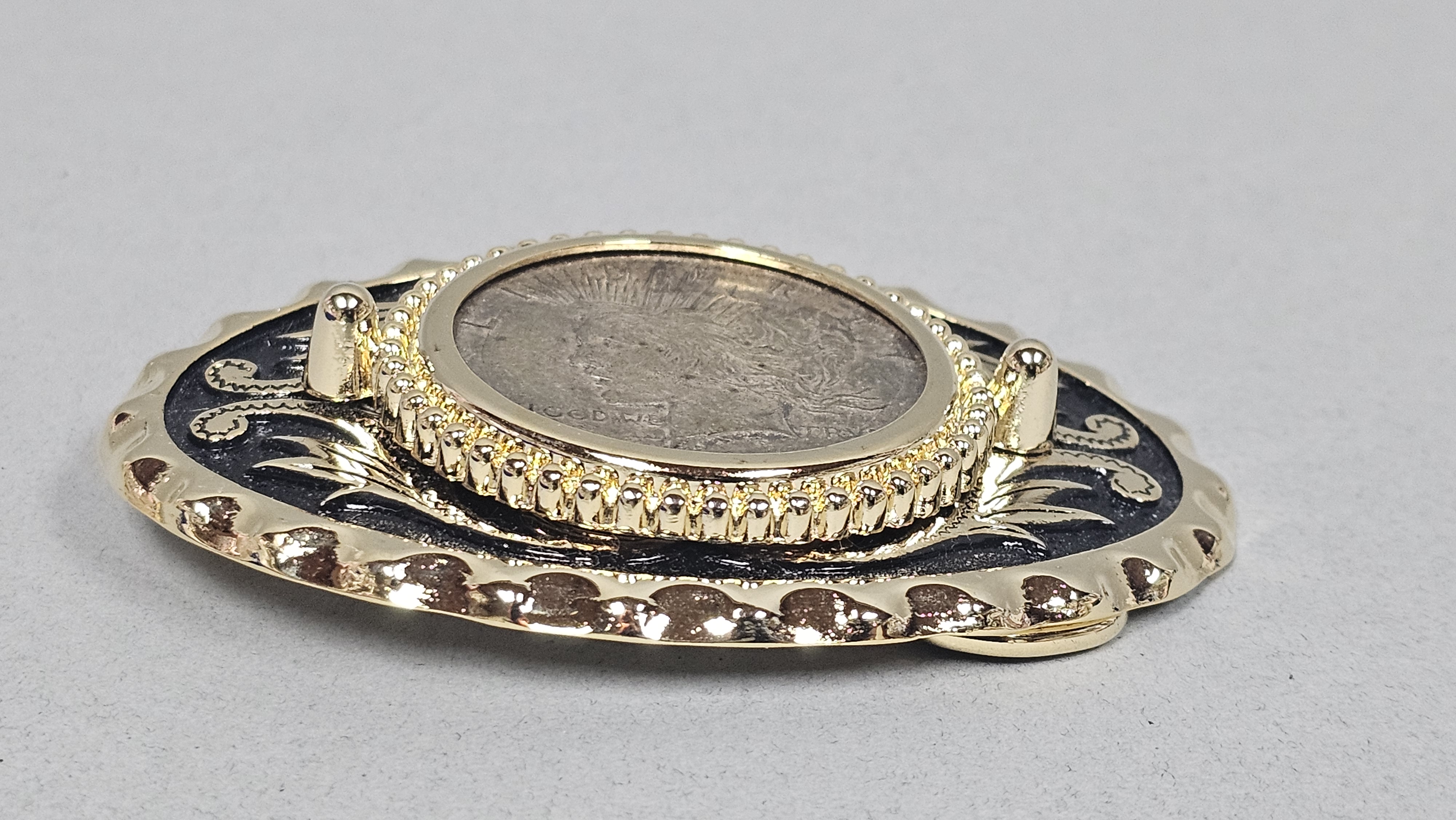 Western Peace Silver Dollar Belt Buckle
