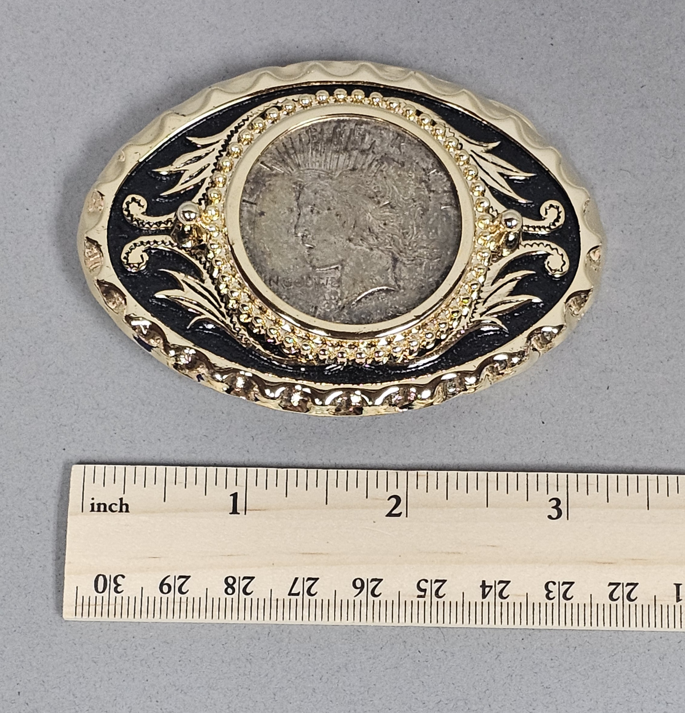 Western Peace Silver Dollar Belt Buckle