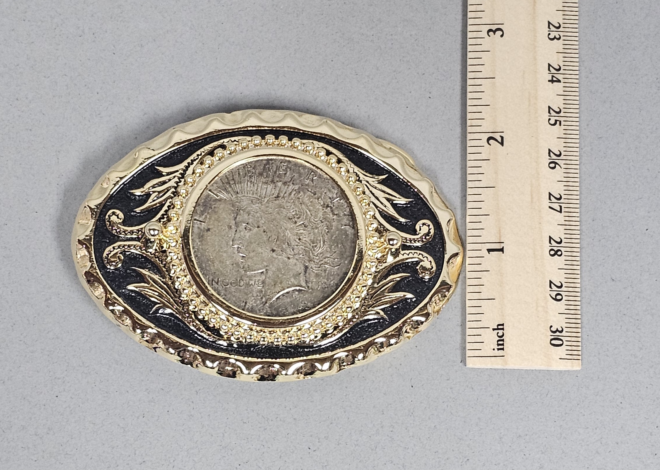 Western Peace Silver Dollar Belt Buckle