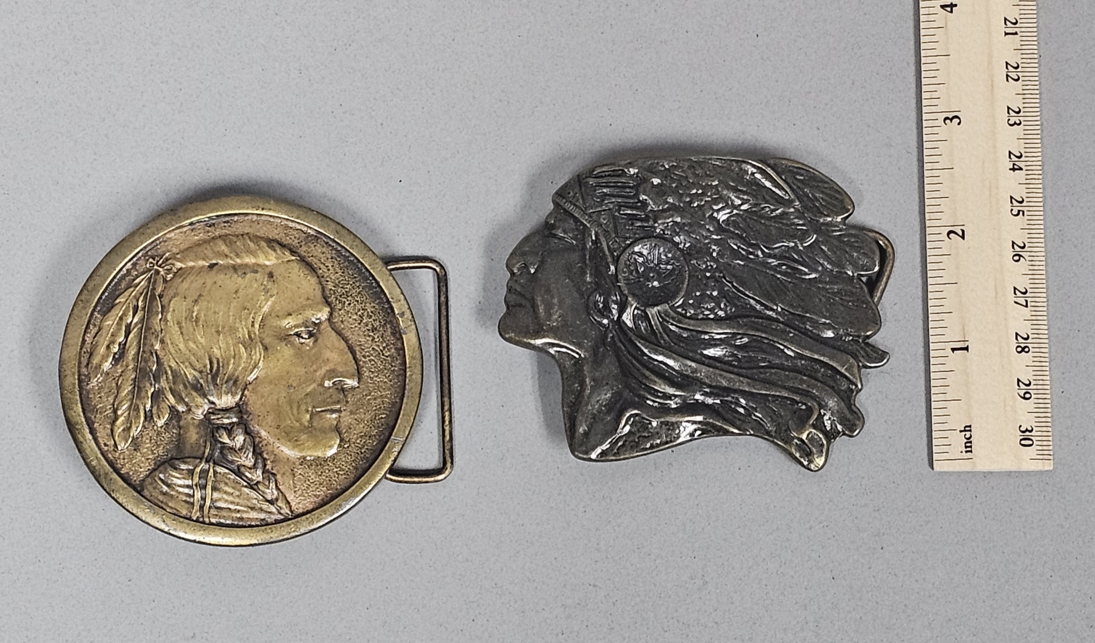 Two Vintage Native American Belt Buckles