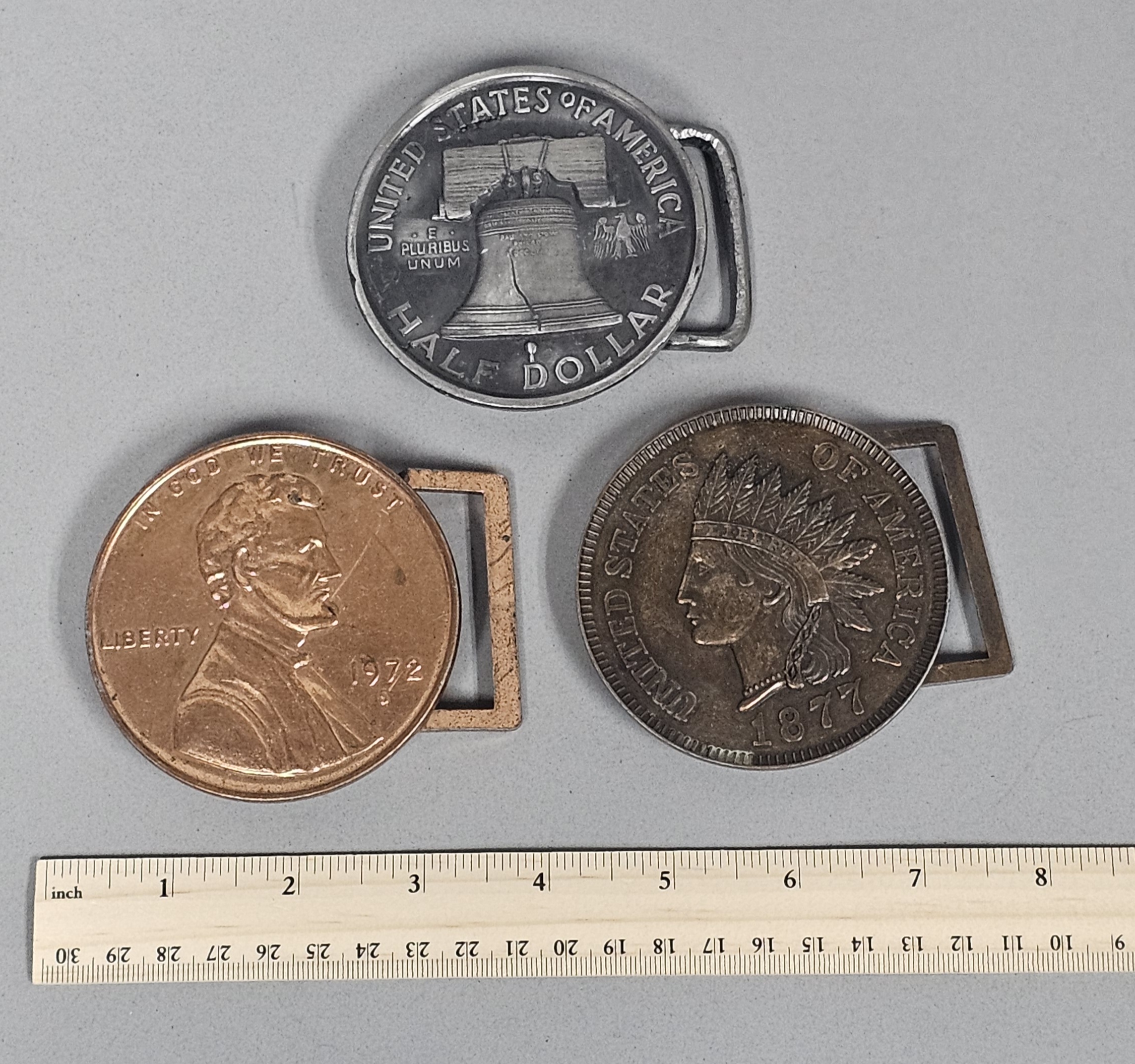 A Trio of Vintage Coin Buckles