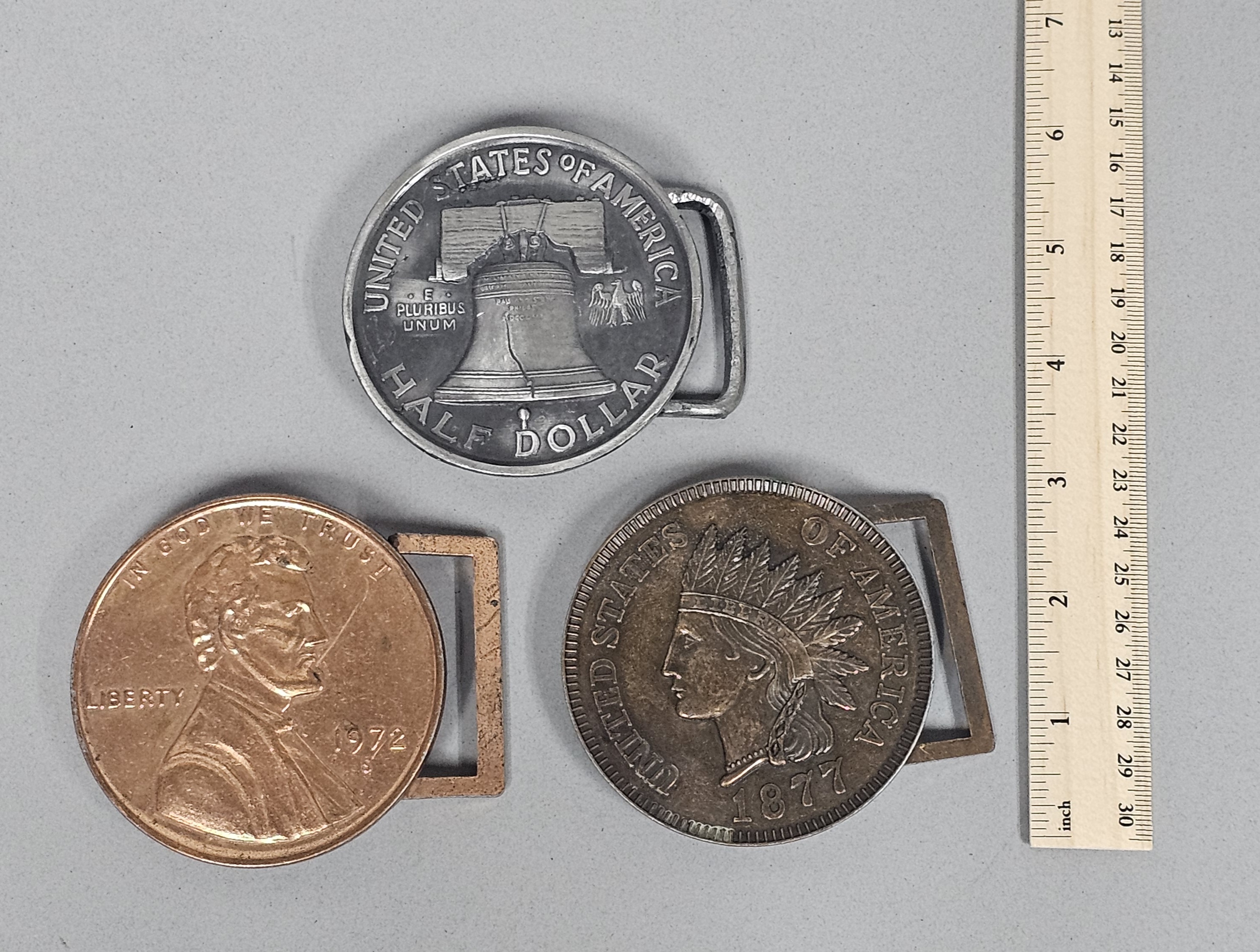 A Trio of Vintage Coin Buckles