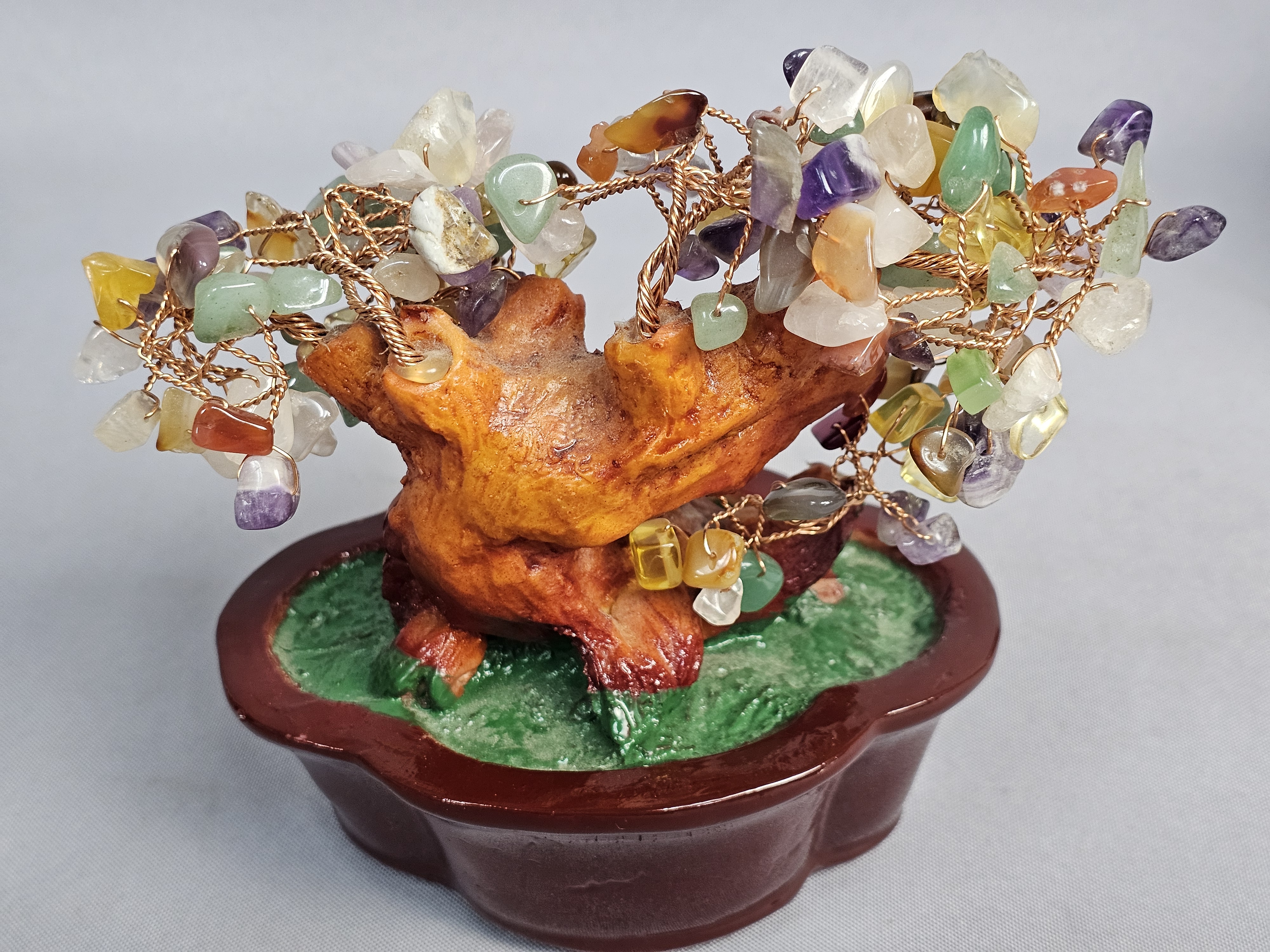 Pair of Decorative Gemstone Bonsai Trees