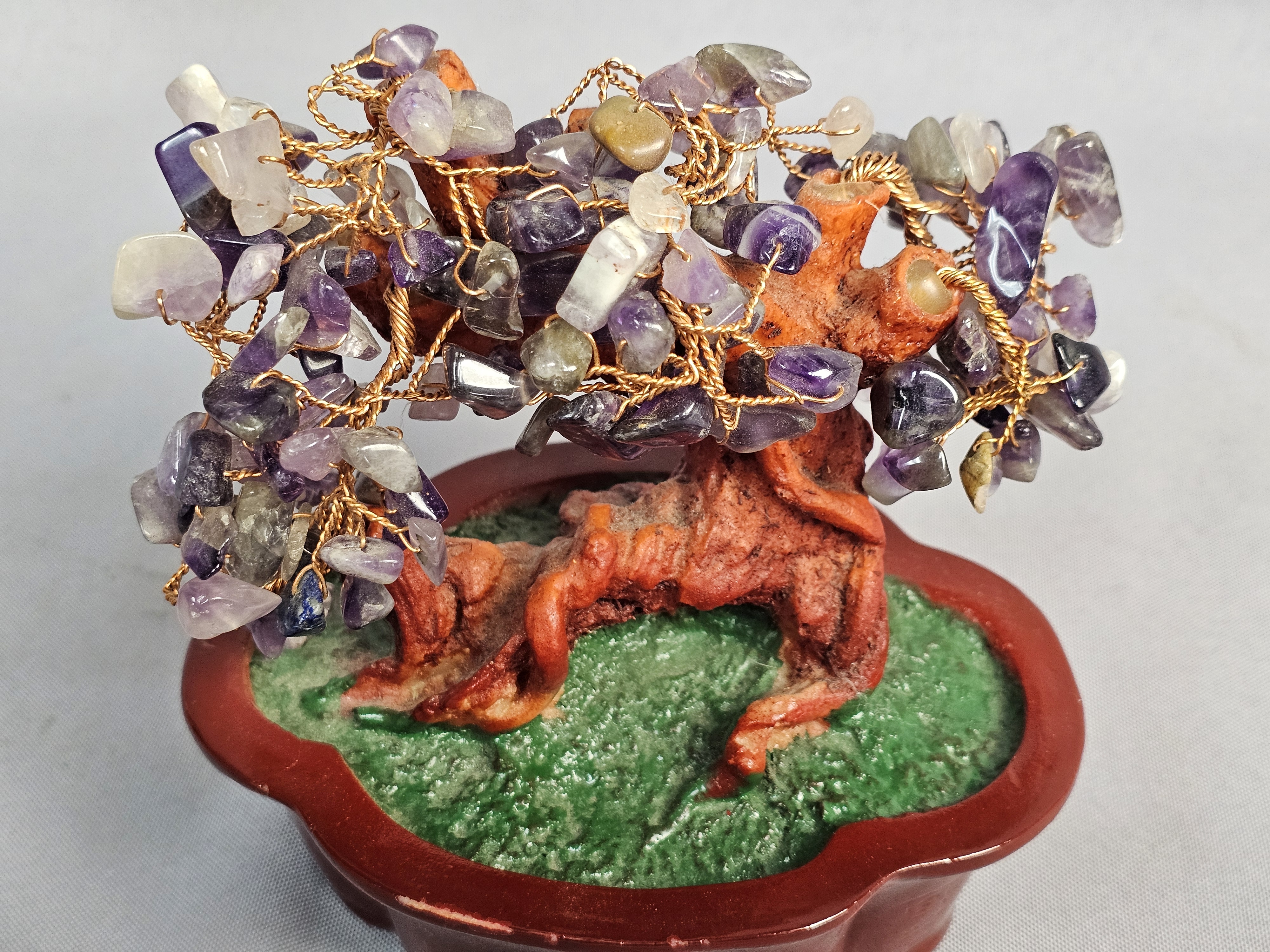 Pair of Decorative Gemstone Bonsai Trees