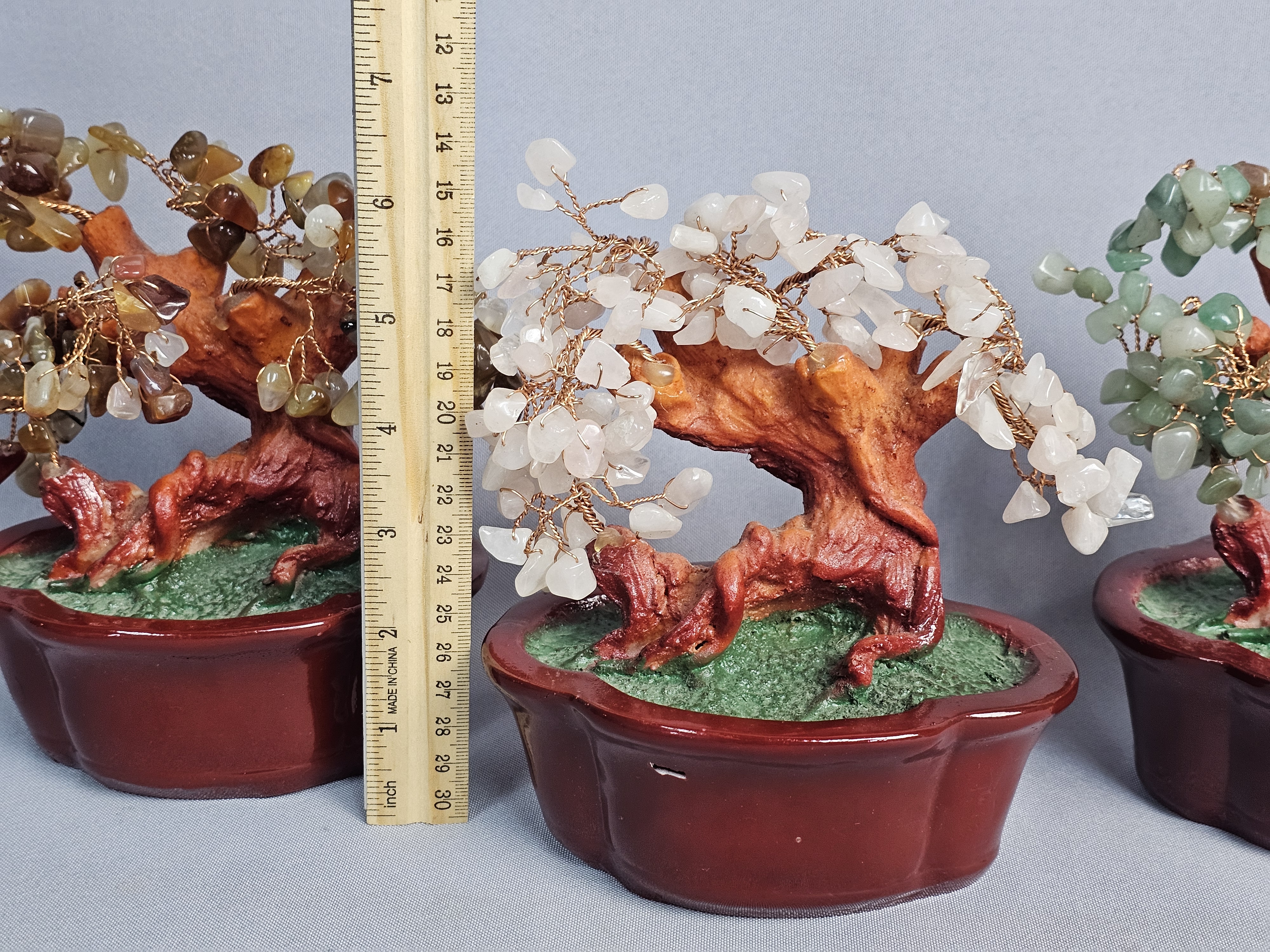 Trio of Gemstone Bonsai Trees
