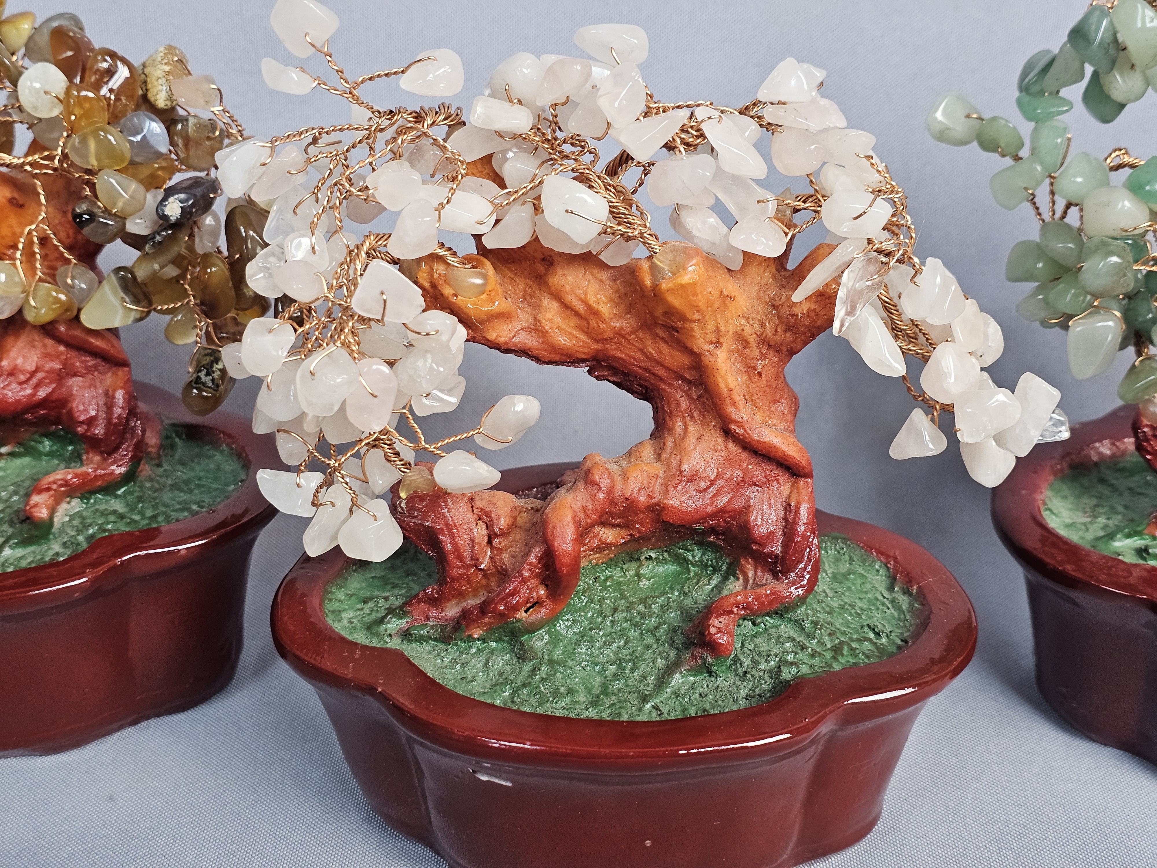 Trio of Gemstone Bonsai Trees