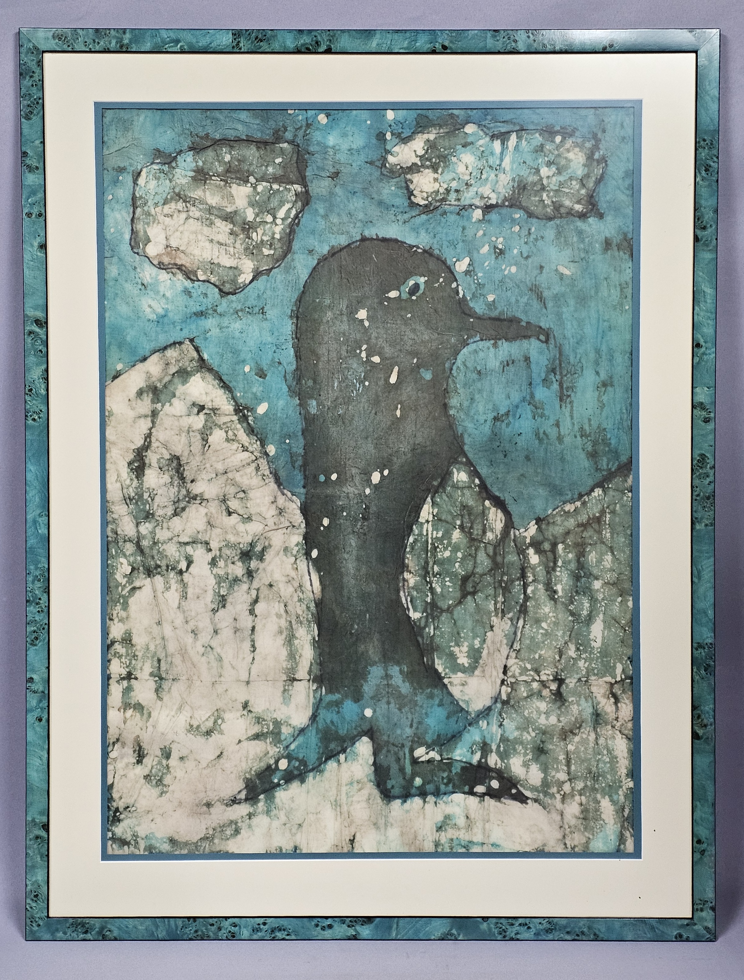 Abstract Penguin Batik Textile Artwork