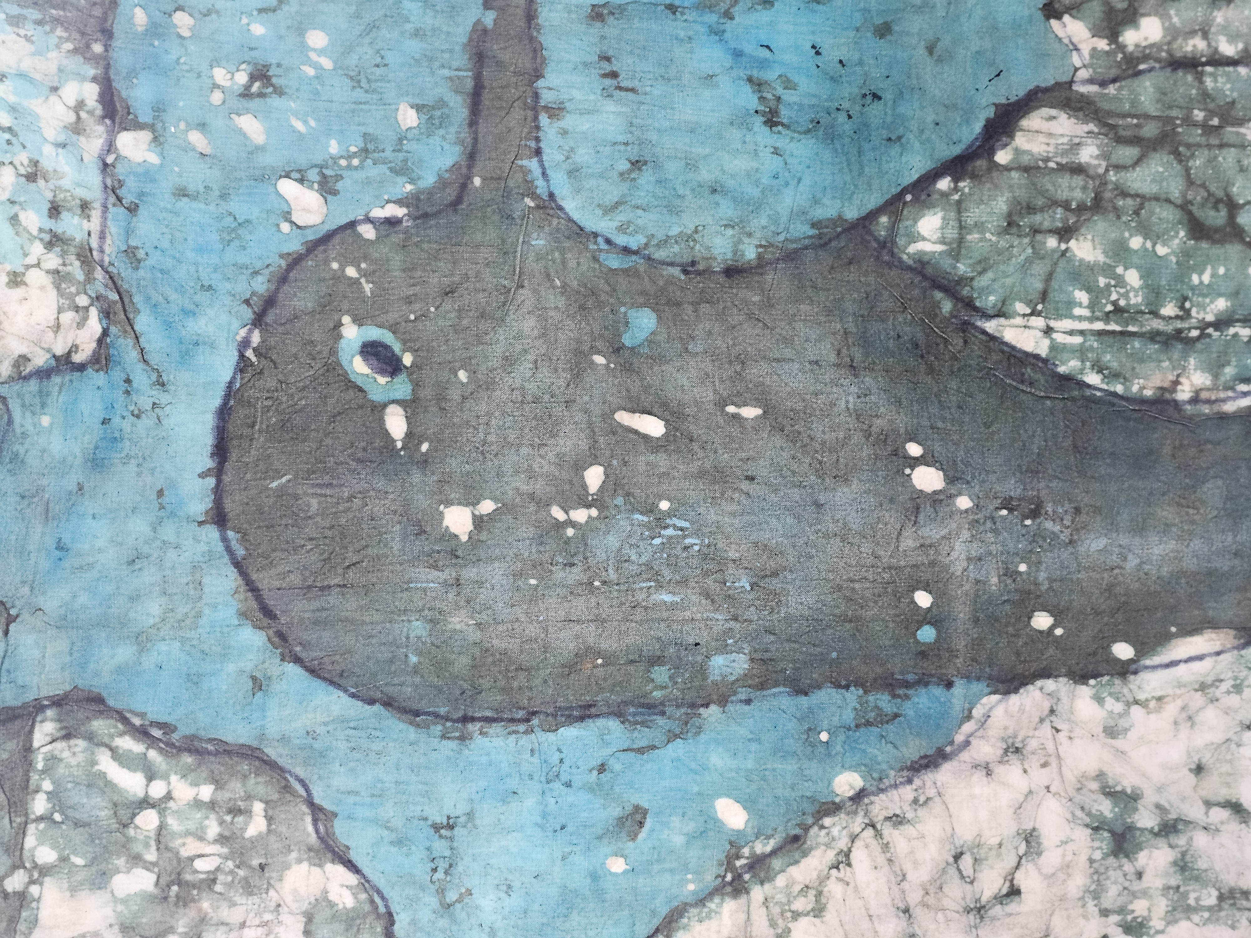 Abstract Penguin Batik Textile Artwork