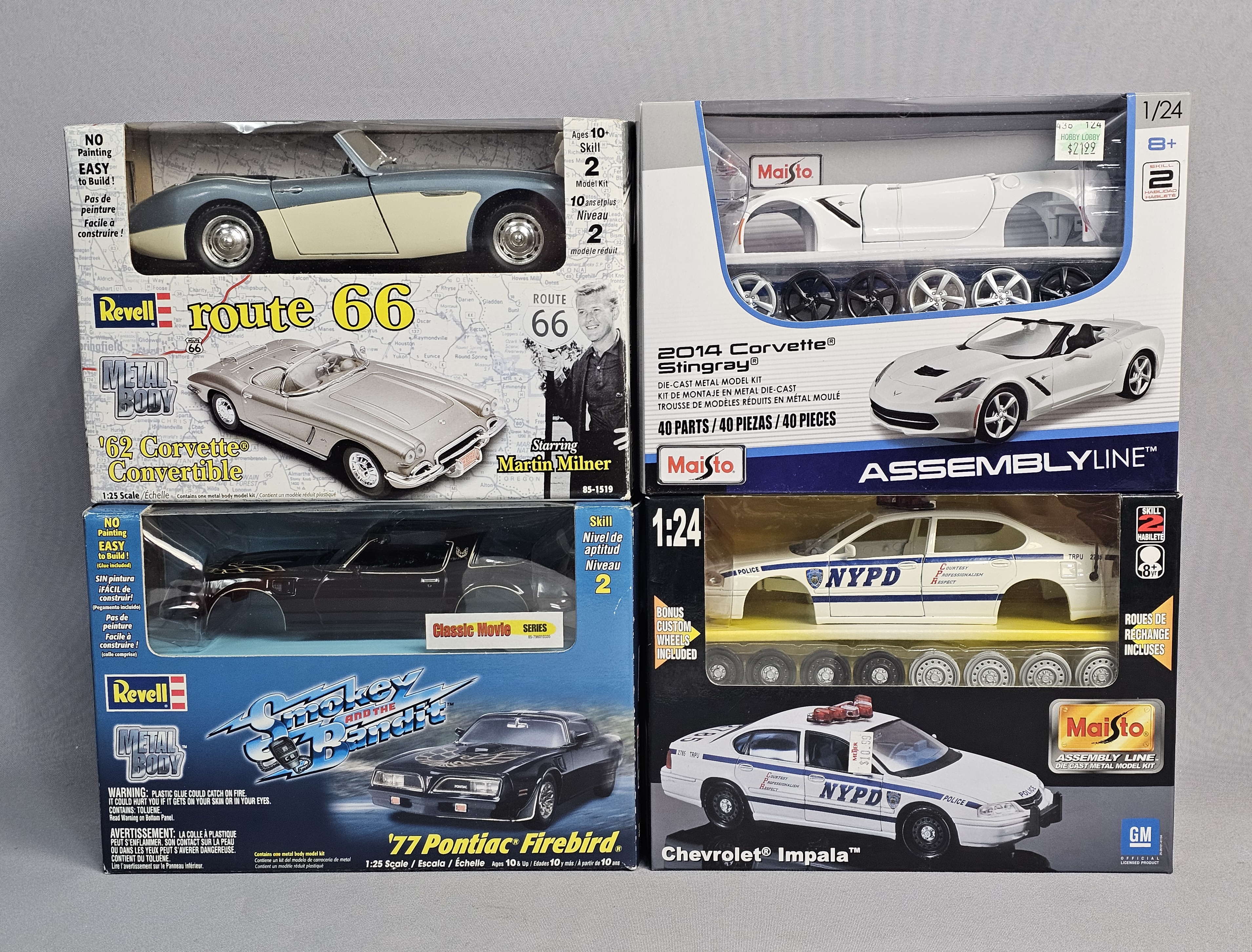 Assortment of Four Model Car Kits