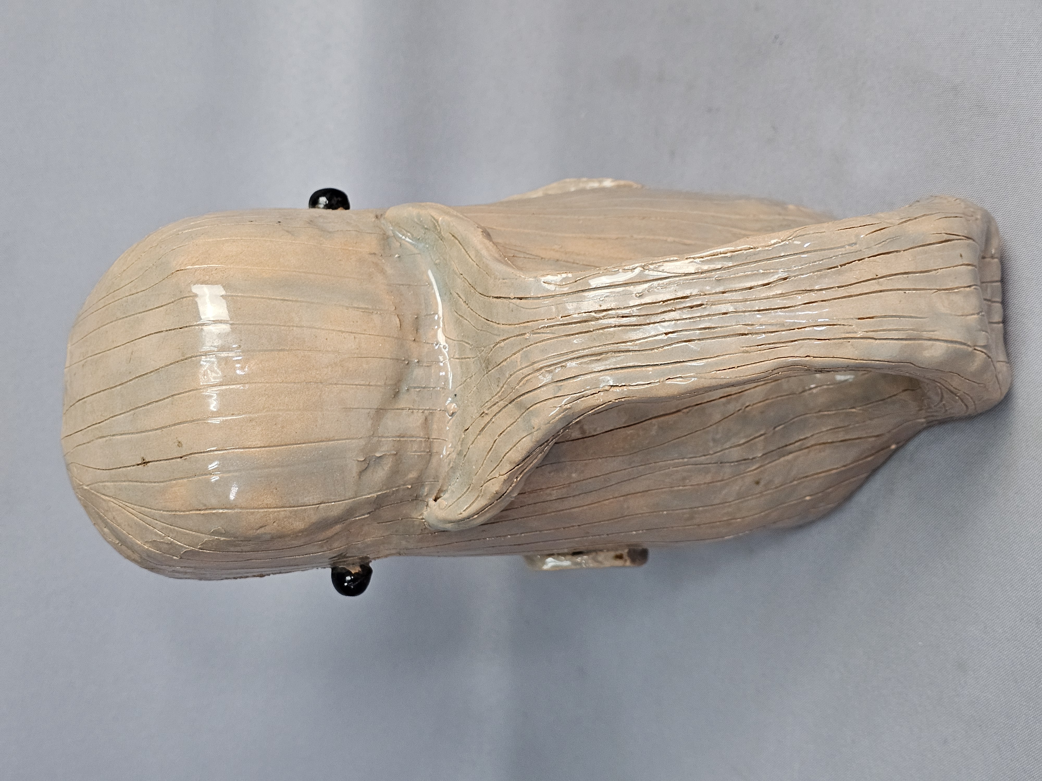 Large Signed Pottery Whale Pitcher