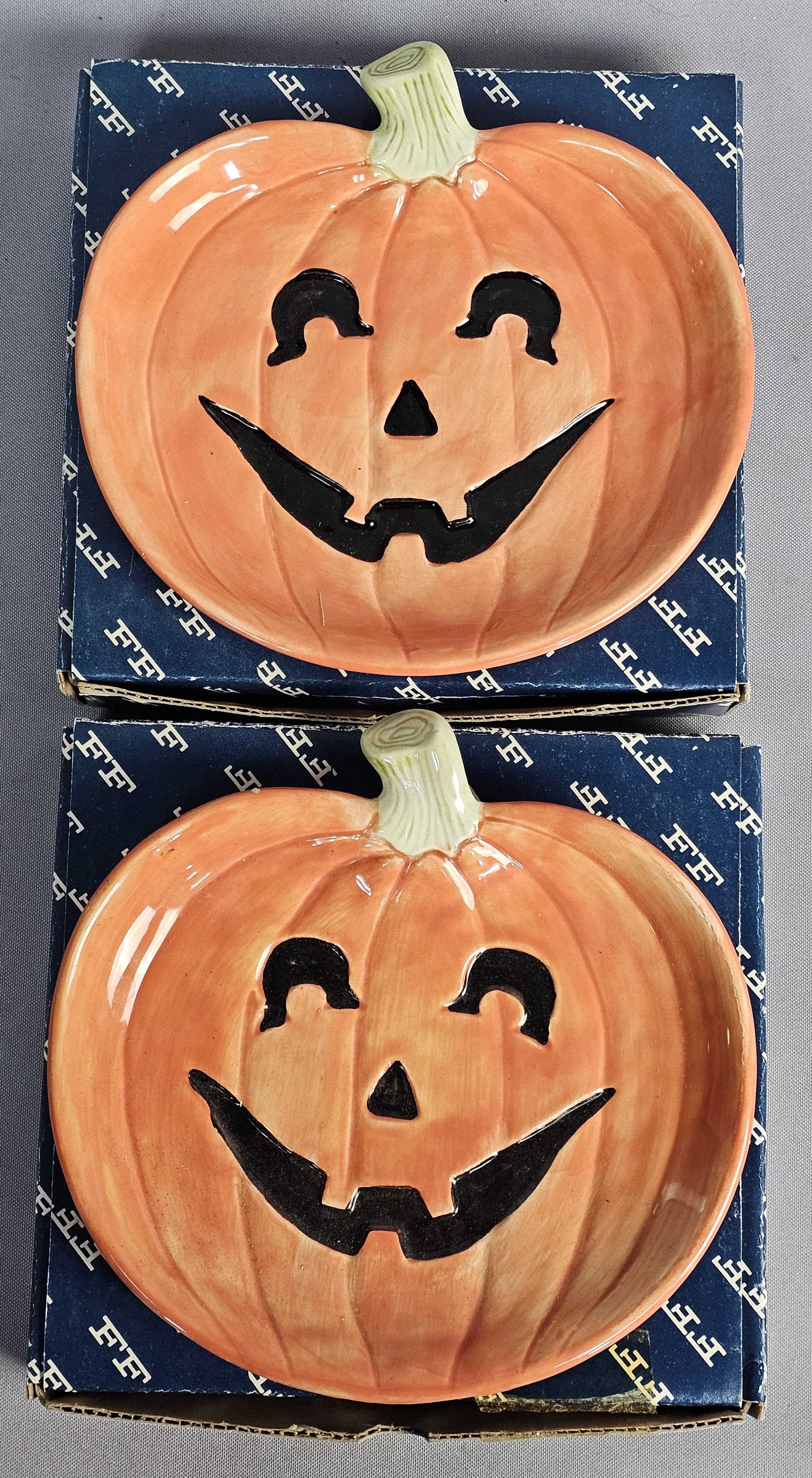 Pair of Fitz and Floyd Jack-O-Lantern Plates