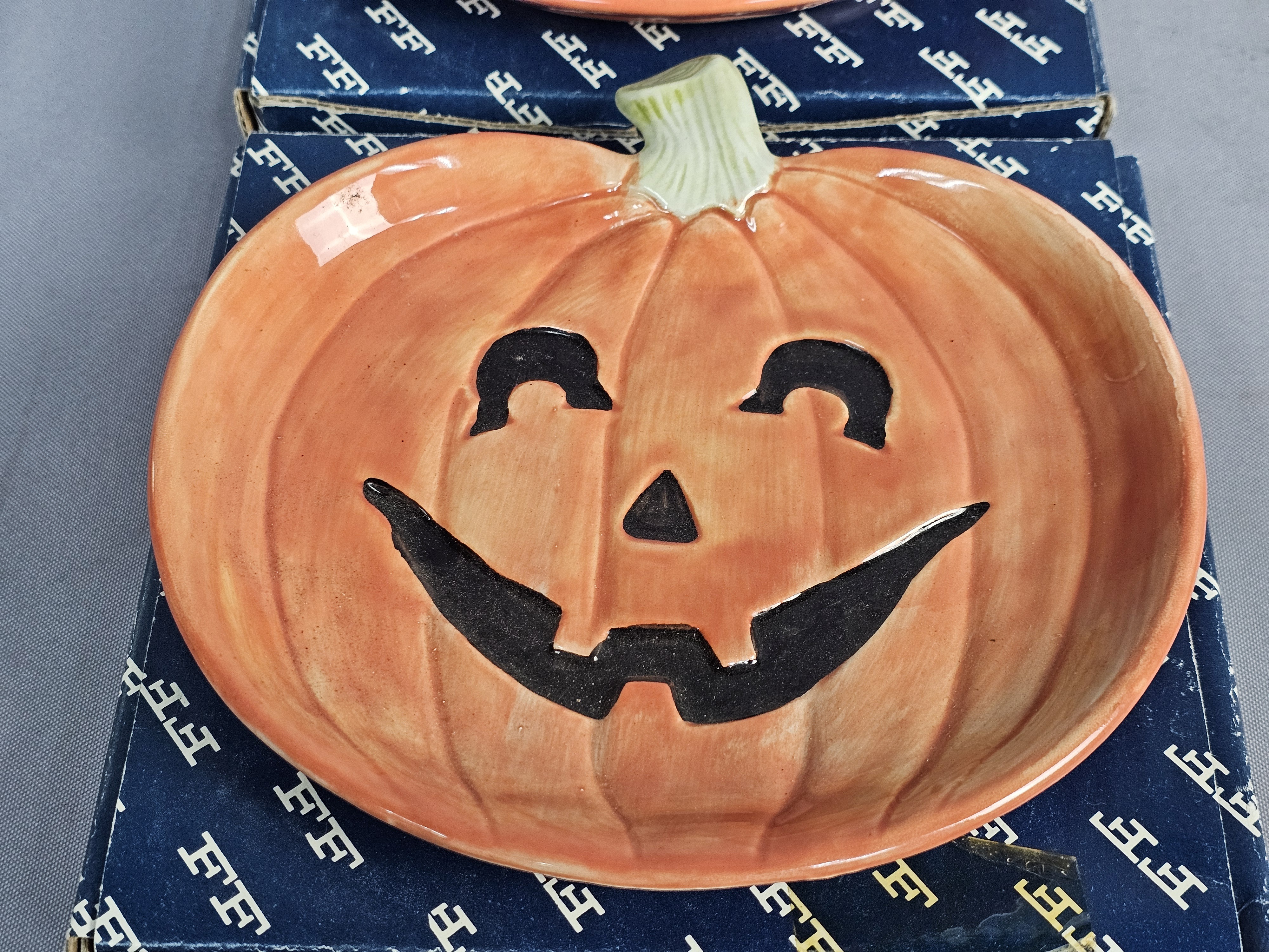 Pair of Fitz and Floyd Jack-O-Lantern Plates