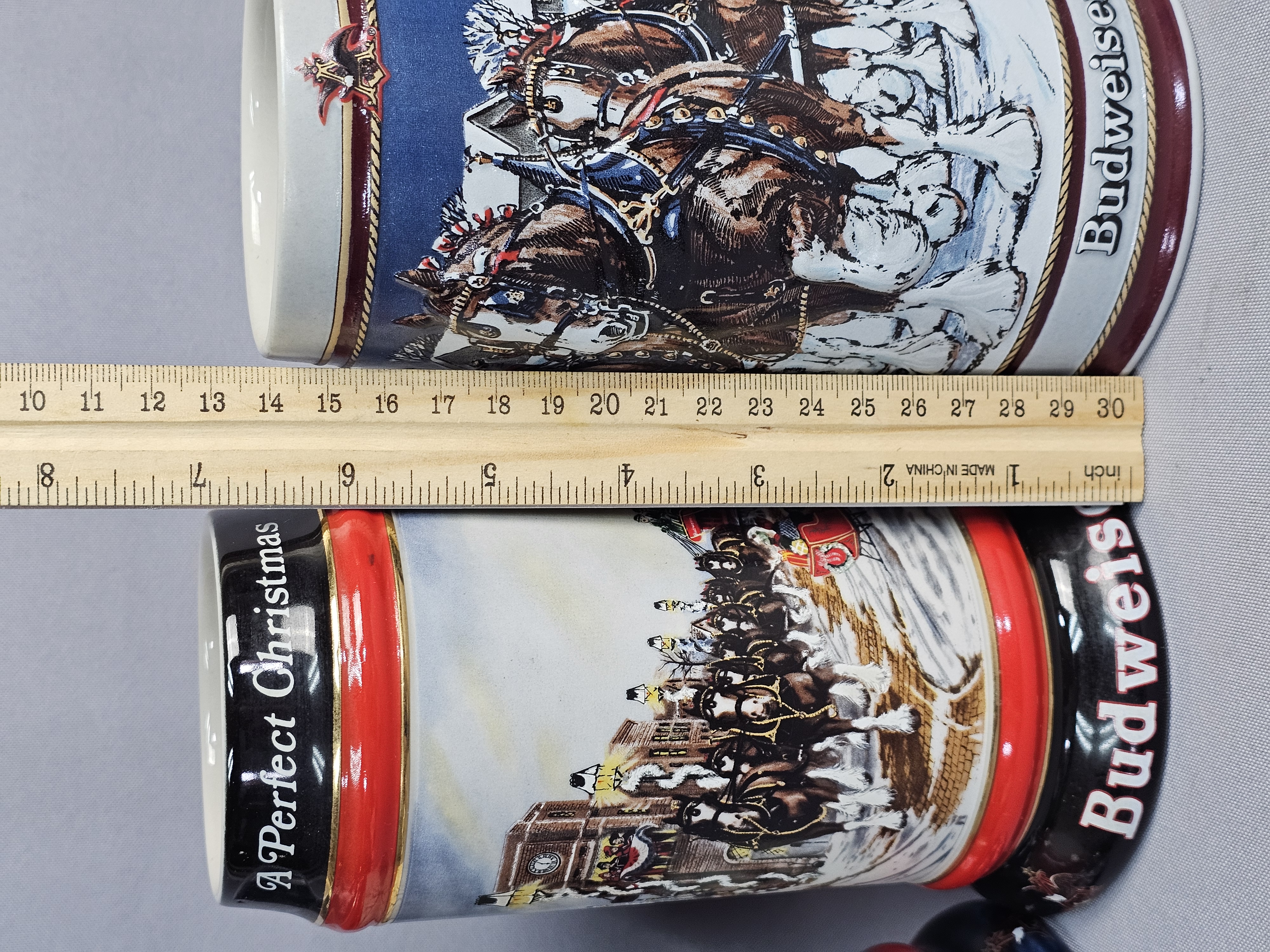 Set of 5 Budweiser Holiday Steins