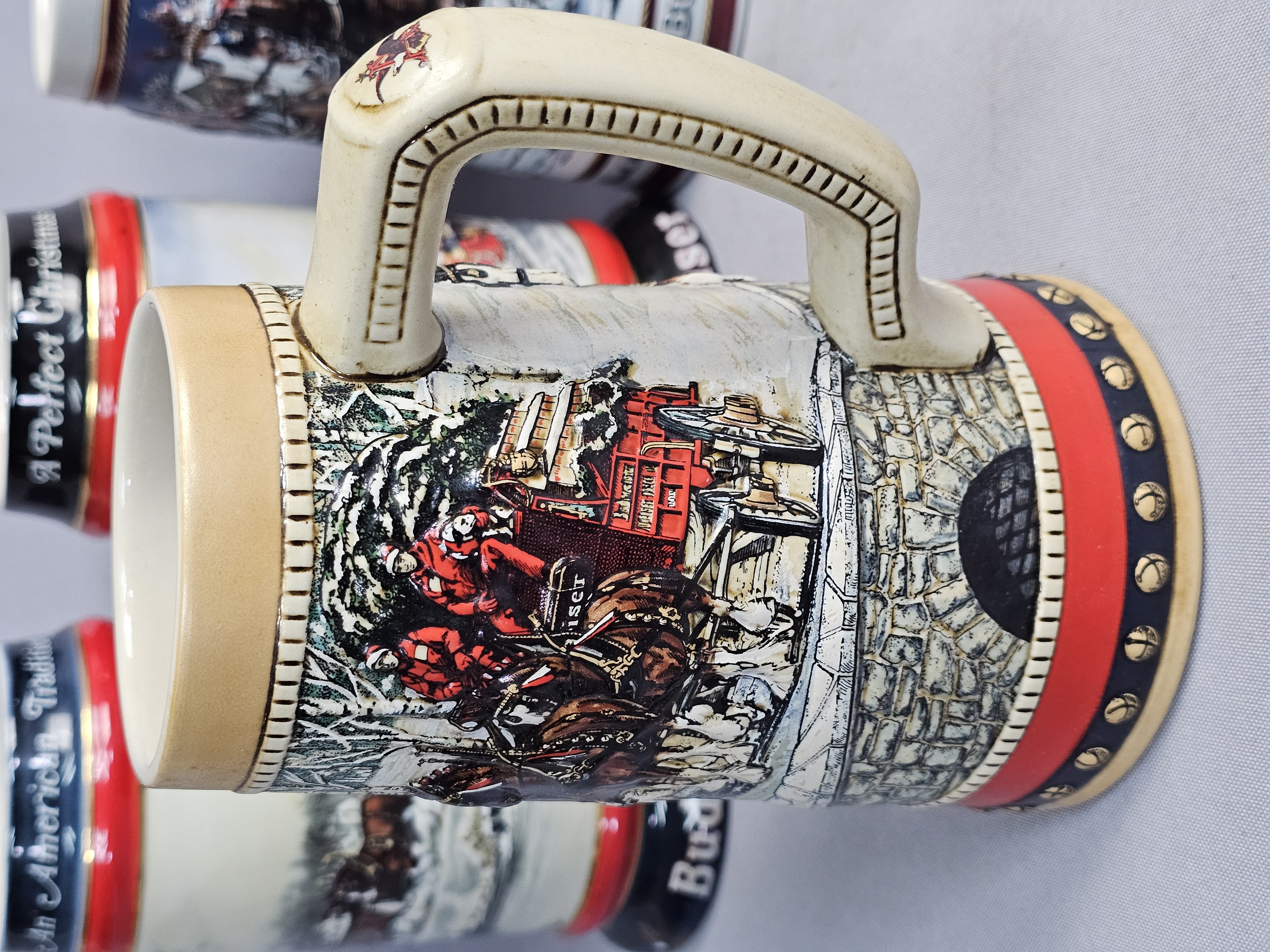 Set of 5 Budweiser Holiday Steins