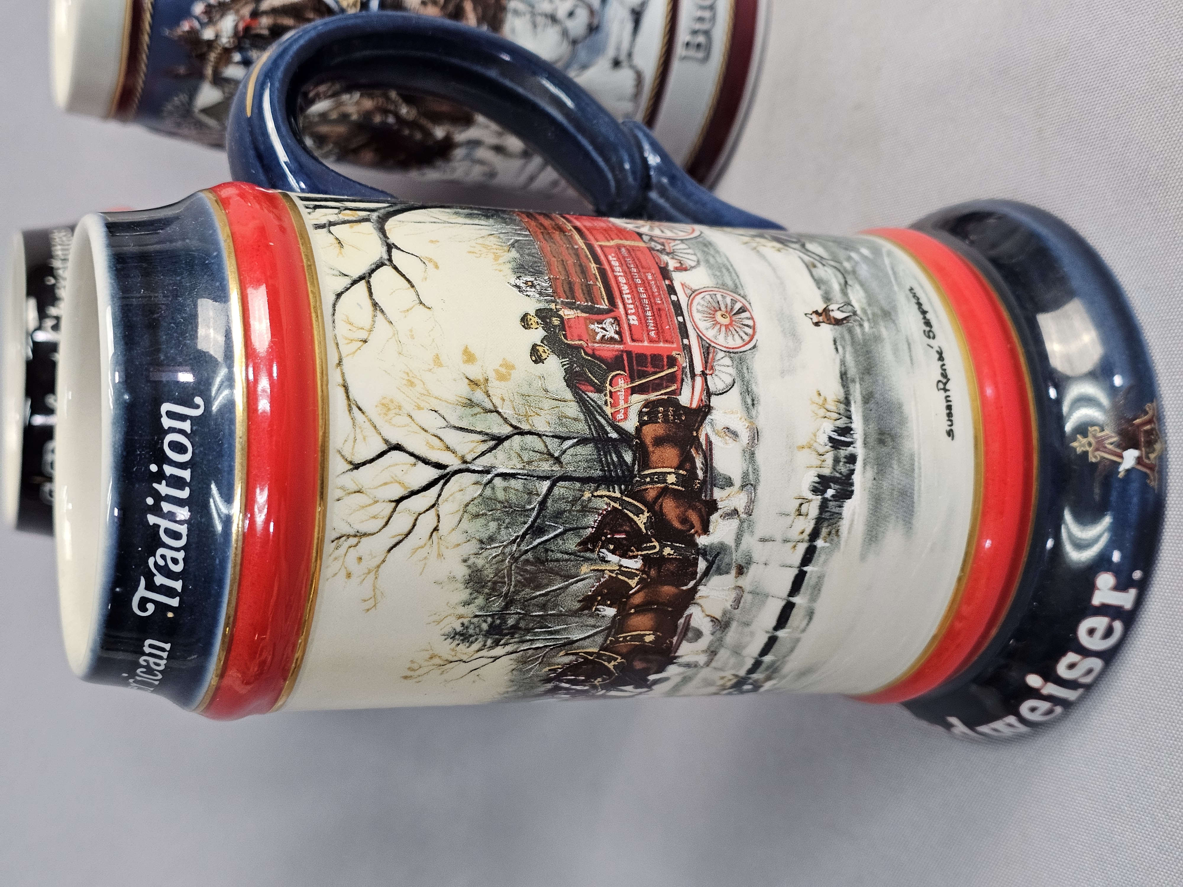 Set of 5 Budweiser Holiday Steins