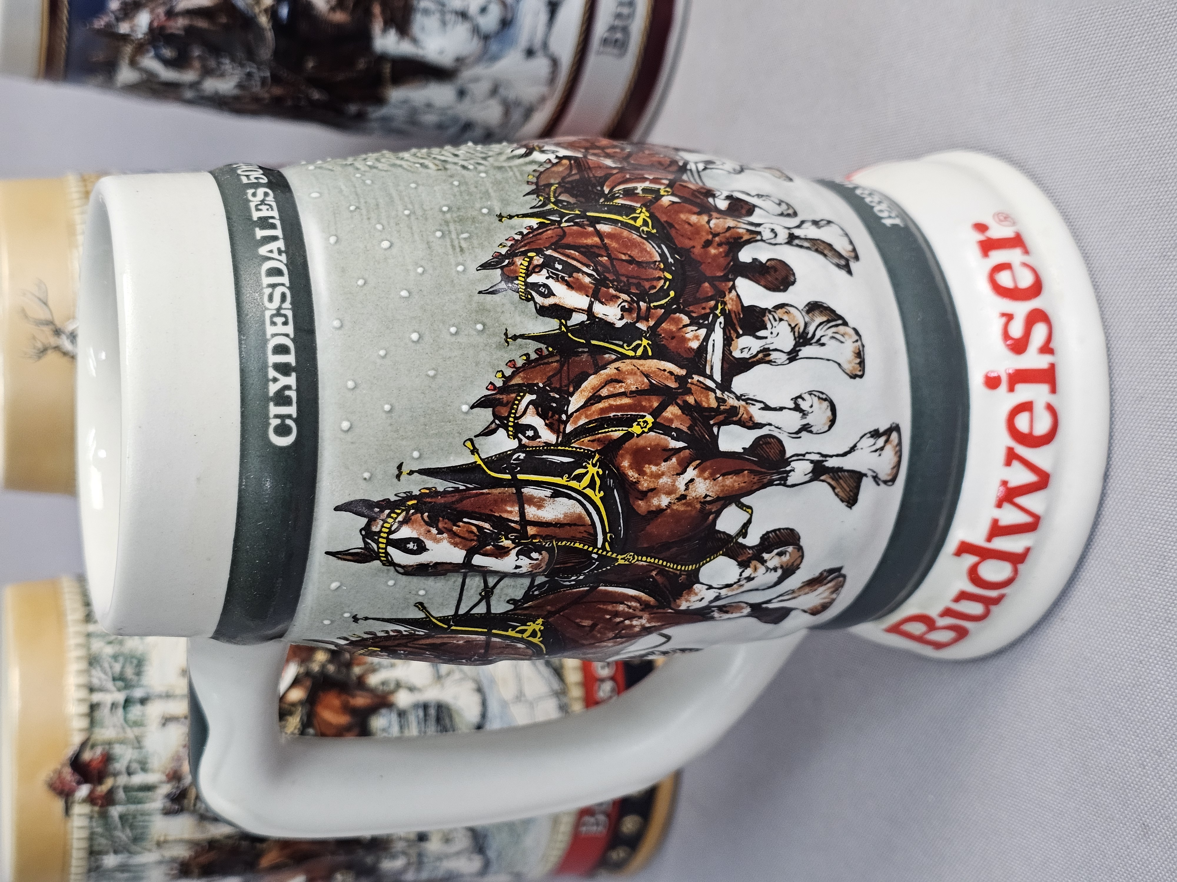 Lot of Five Budweiser Clydesdale Steins