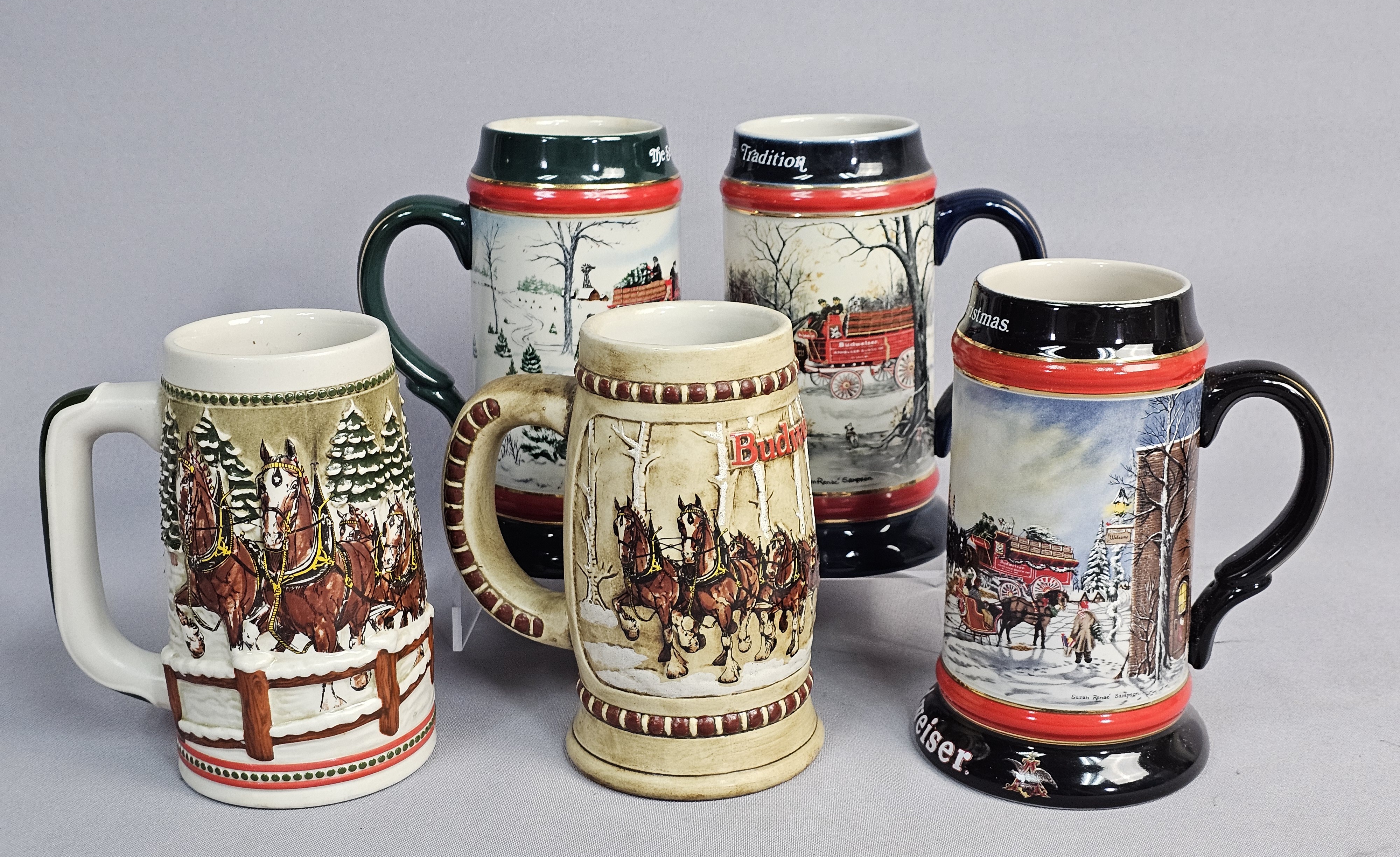 A Collection of Budweiser Holiday Steins