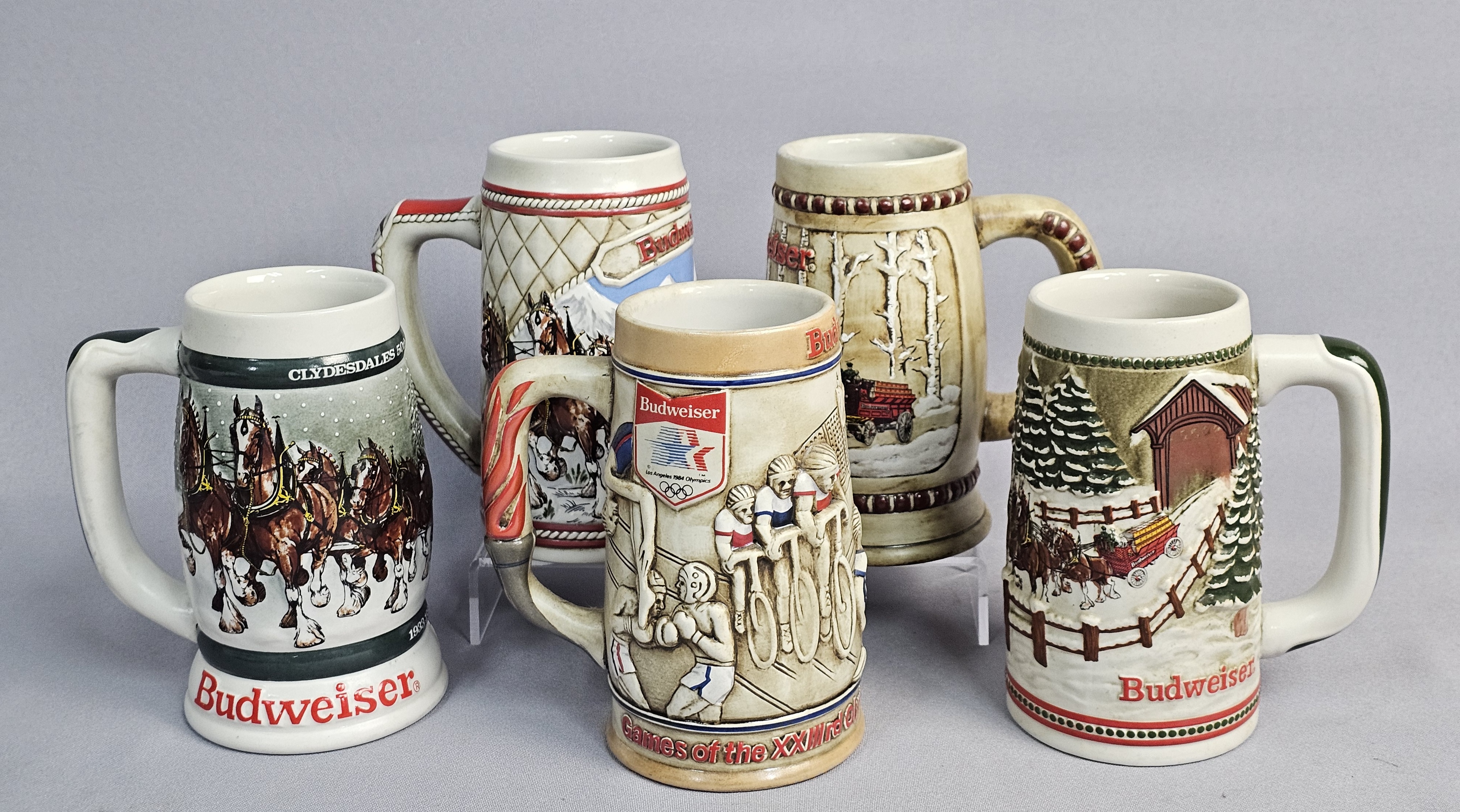 Collection of Budweiser Ceramarte Steins