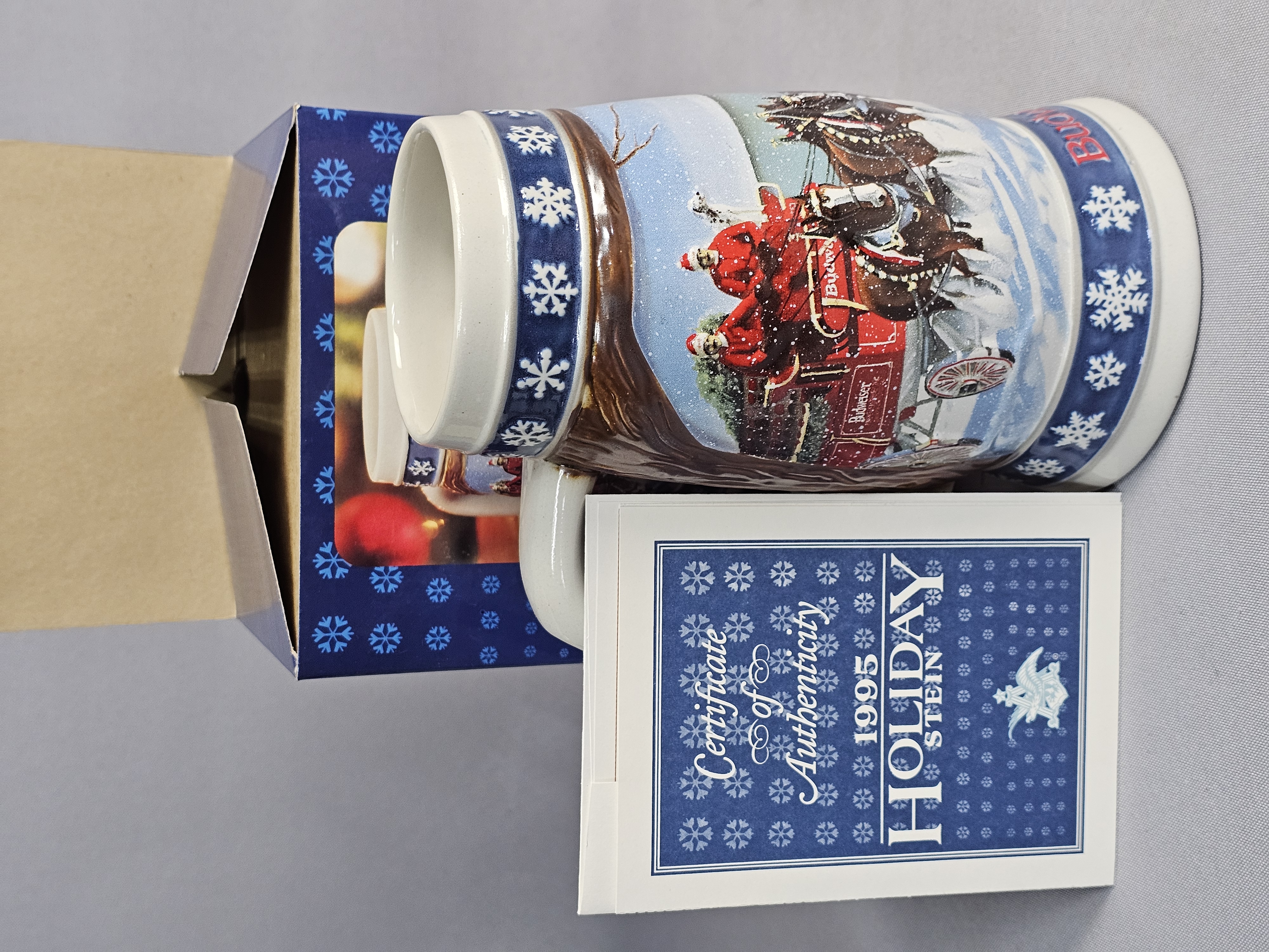 Trio of Budweiser Holiday Steins 1993-1995