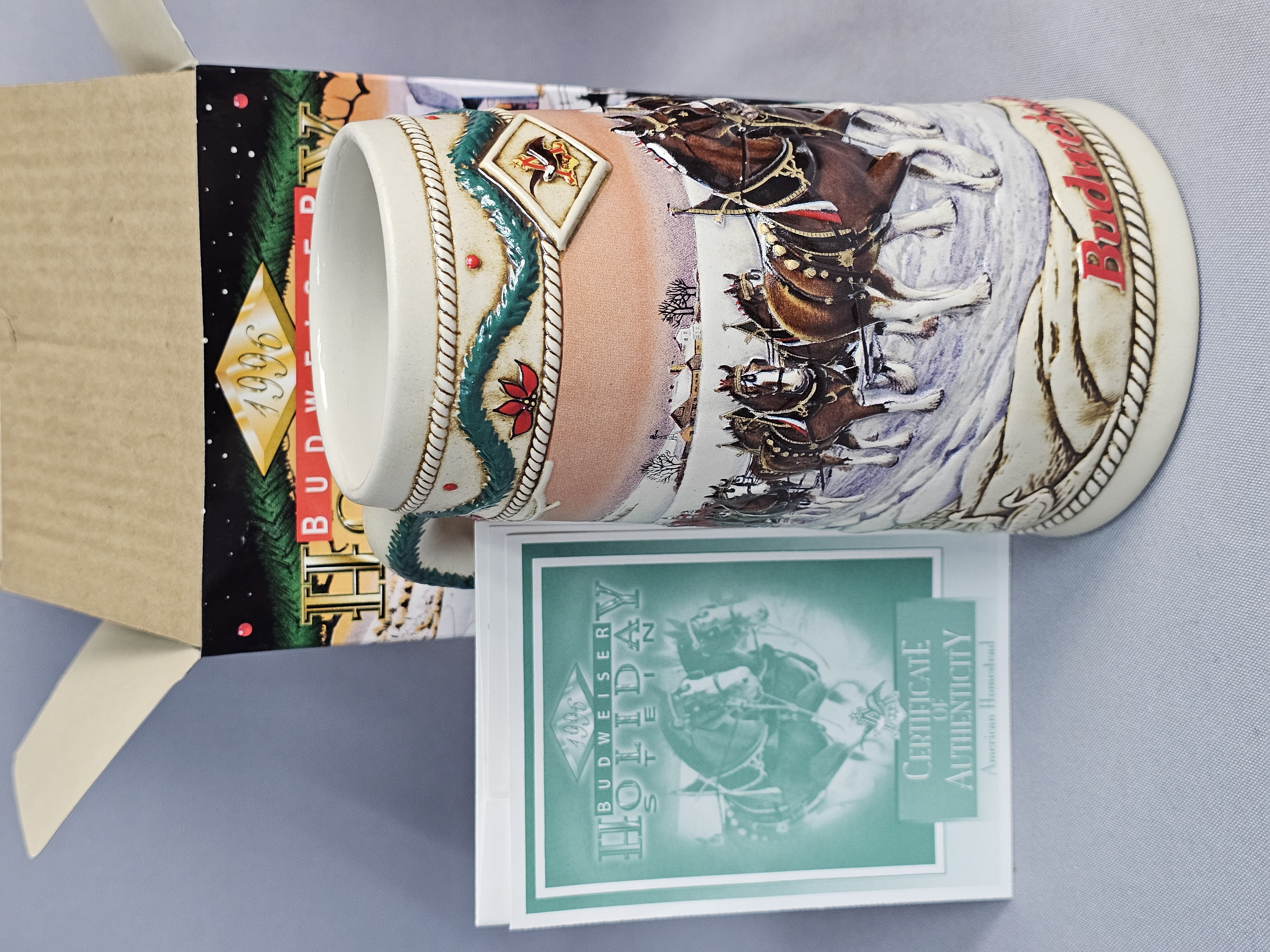 Four Budweiser Holiday Steins 1996-1999