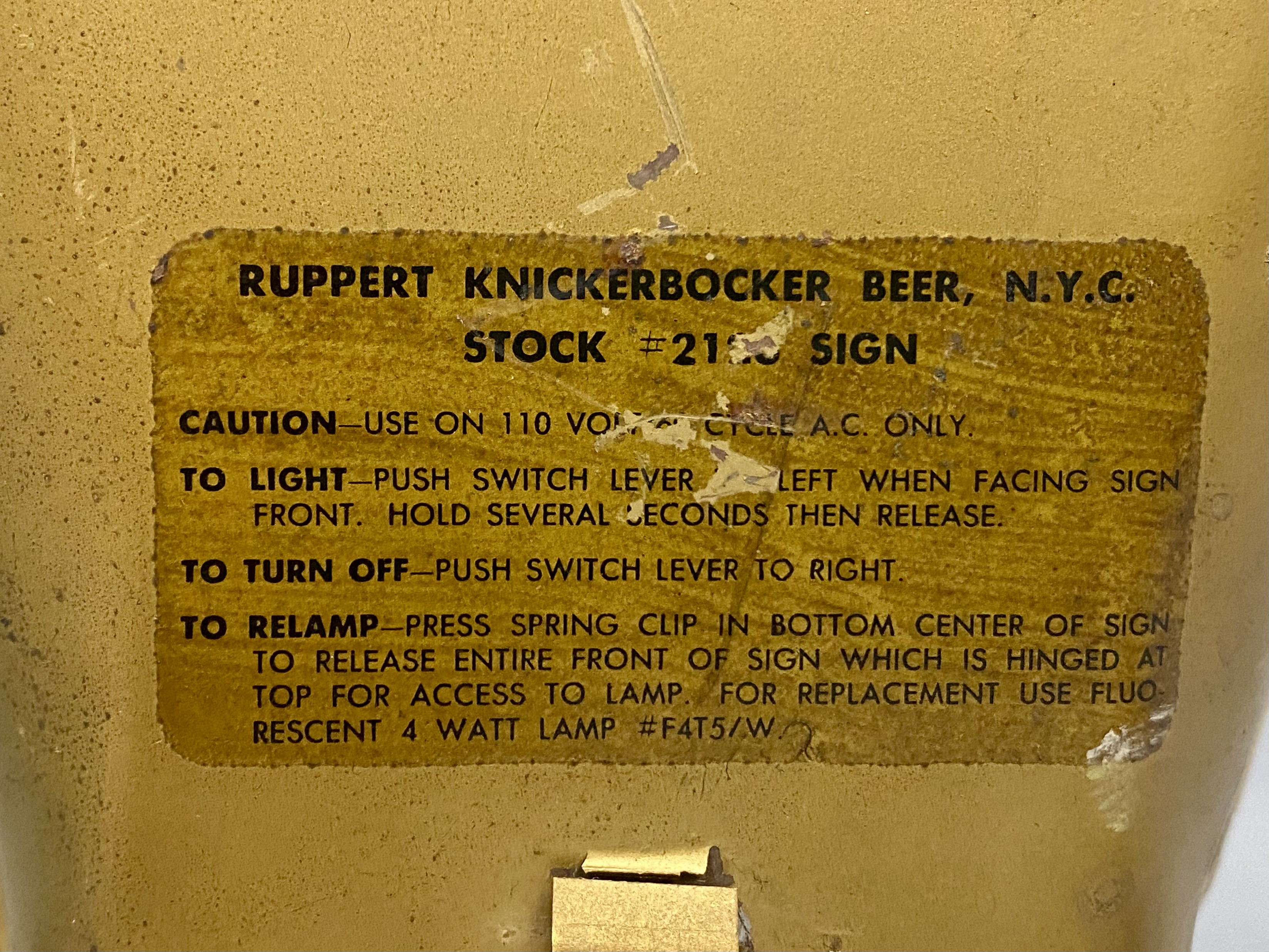 Knickerbocker Beer Price Brothers Lighted Sign