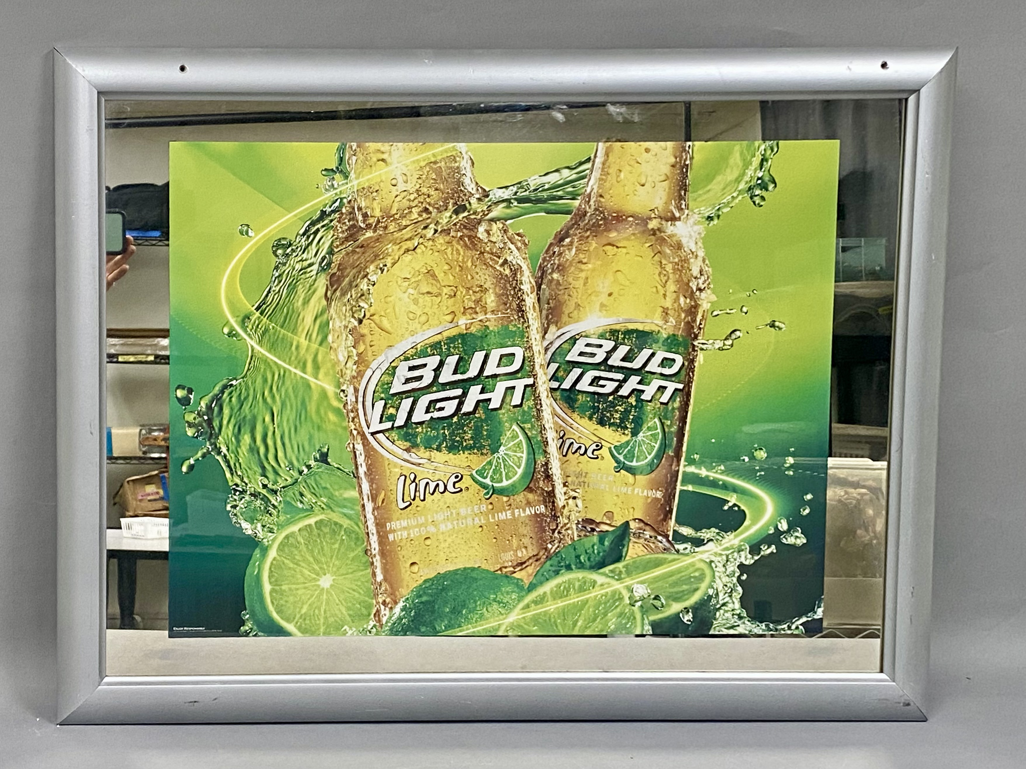 Framed Bud Light Lime Advertising Mirror