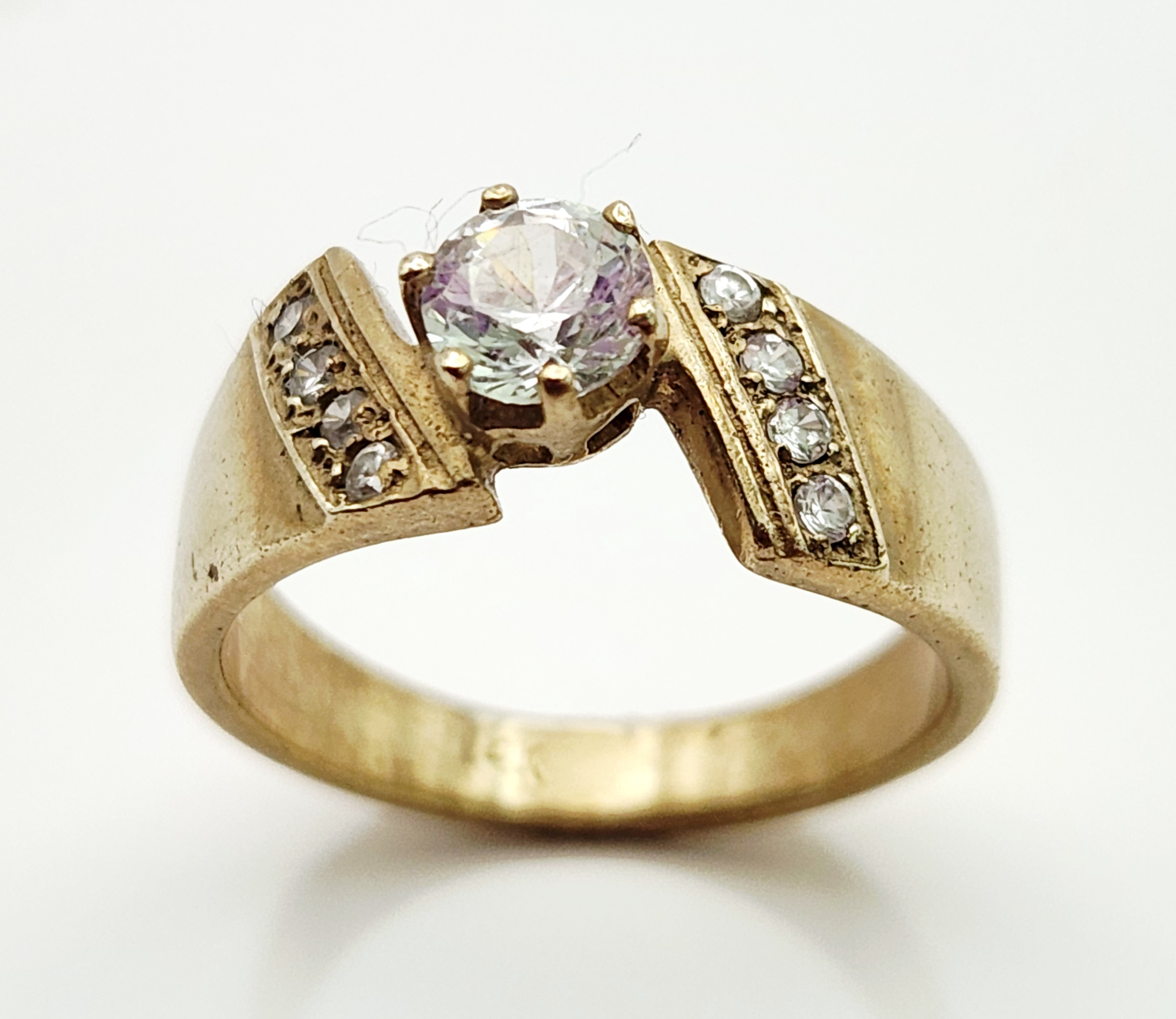 14K Gold Bypass CZ Ring 3.6 Grams