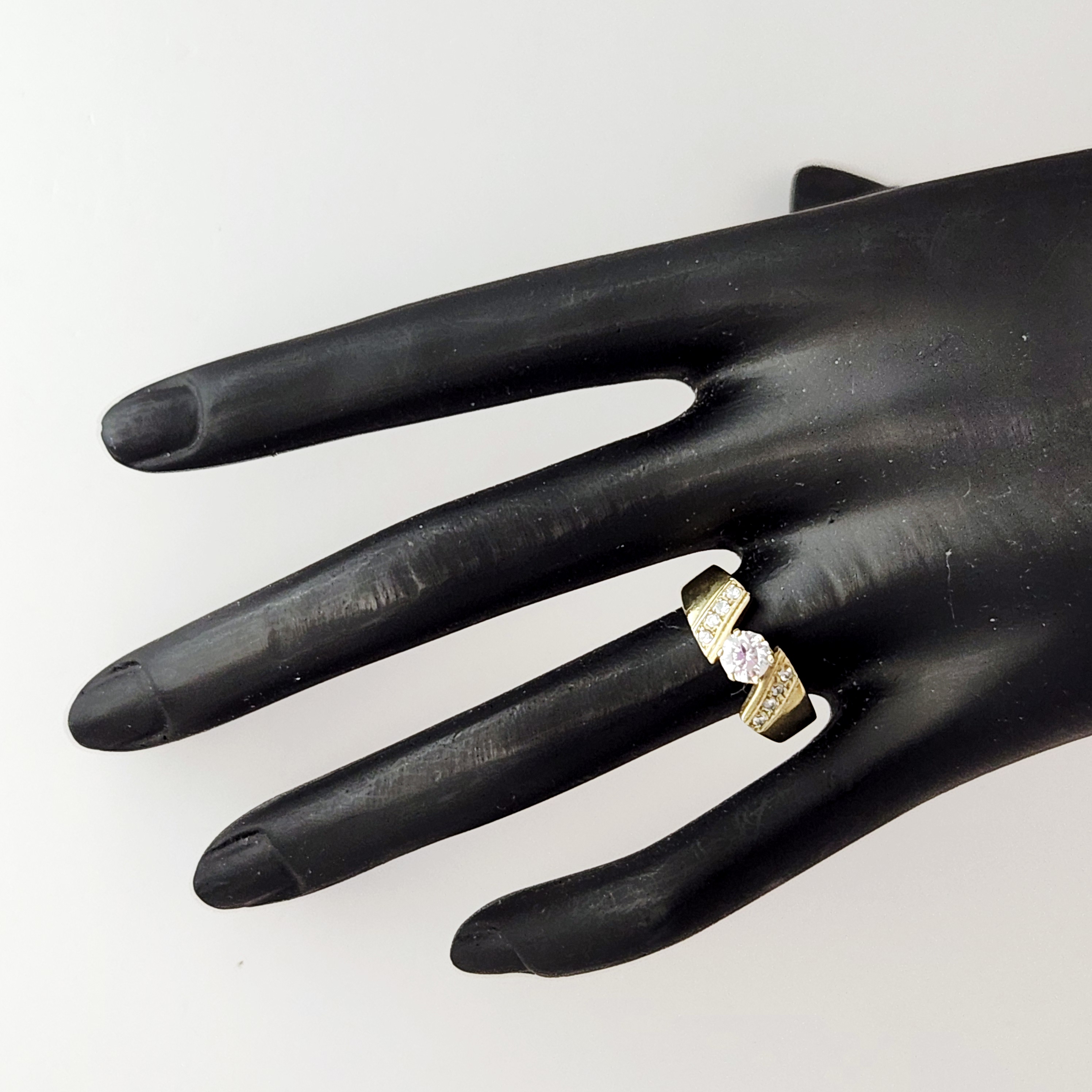 14K Gold Bypass CZ Ring 3.6 Grams