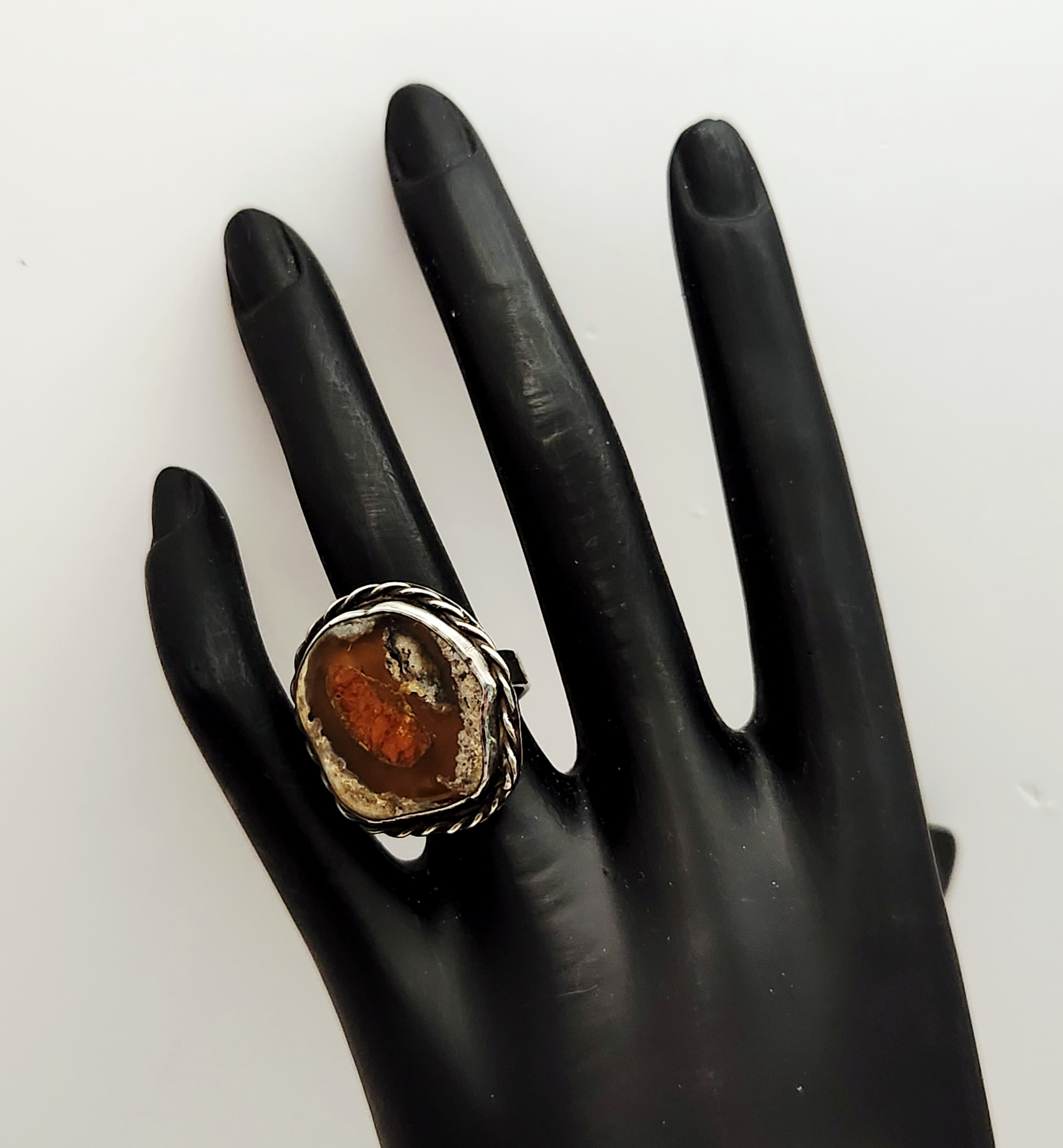 Sterling Fire Agate Ring 9.3 Grams
