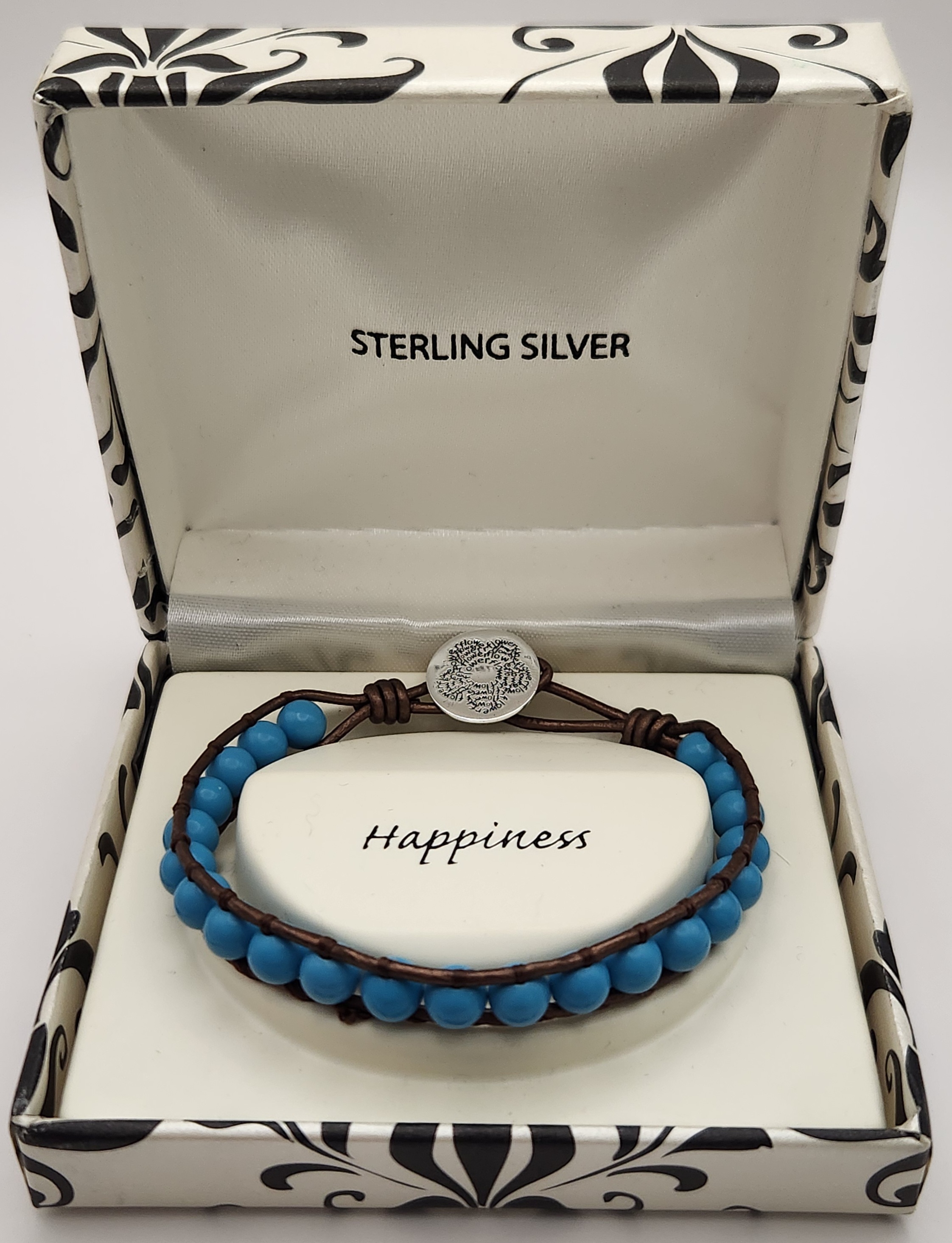 Sterling Blue Bead Wrap Bracelet